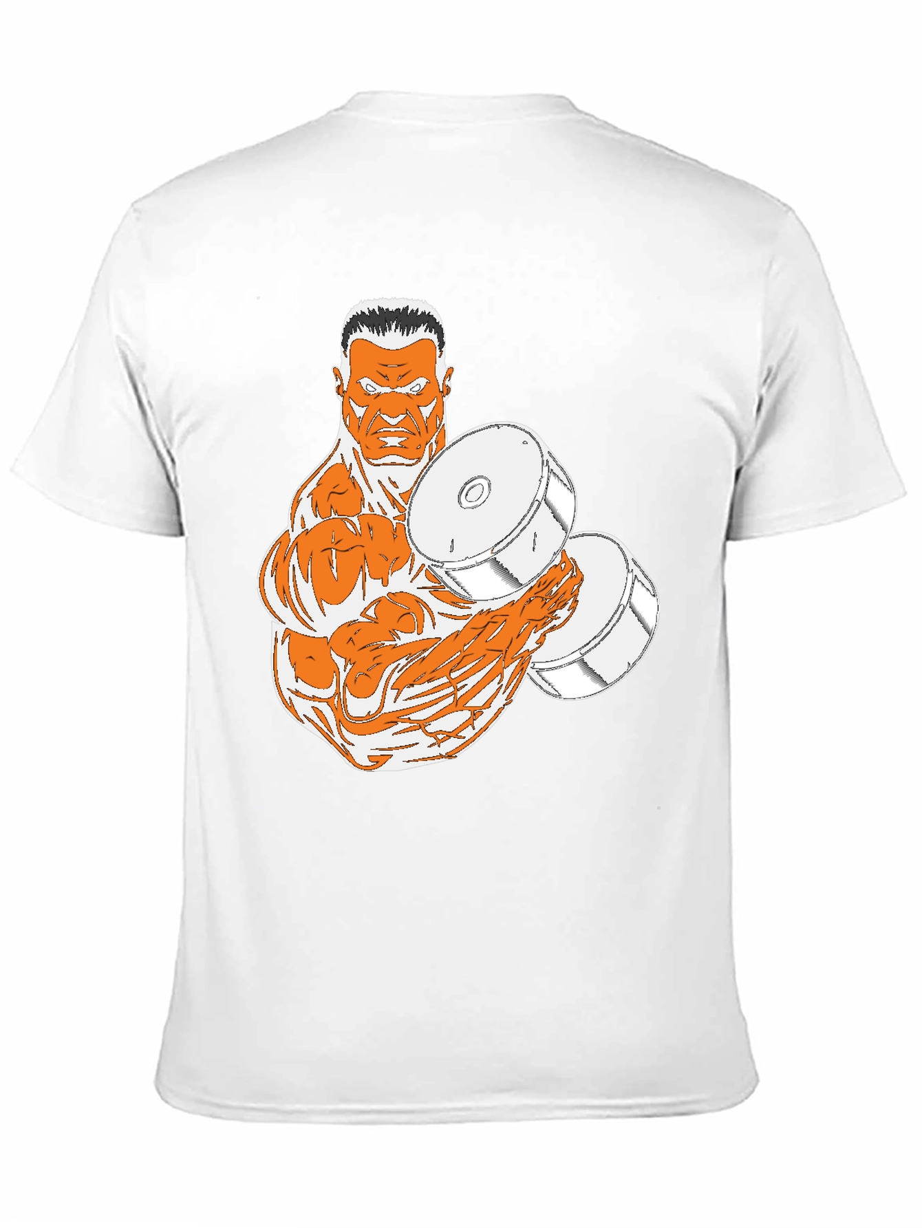 Black T-Shirt with Muscular Weightlifter Design