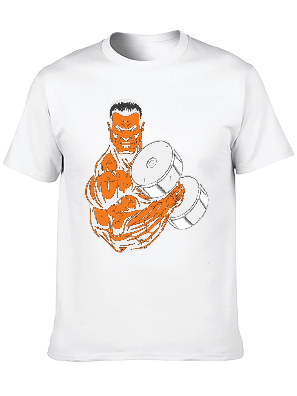 Black T-Shirt with Muscular Weightlifter Design