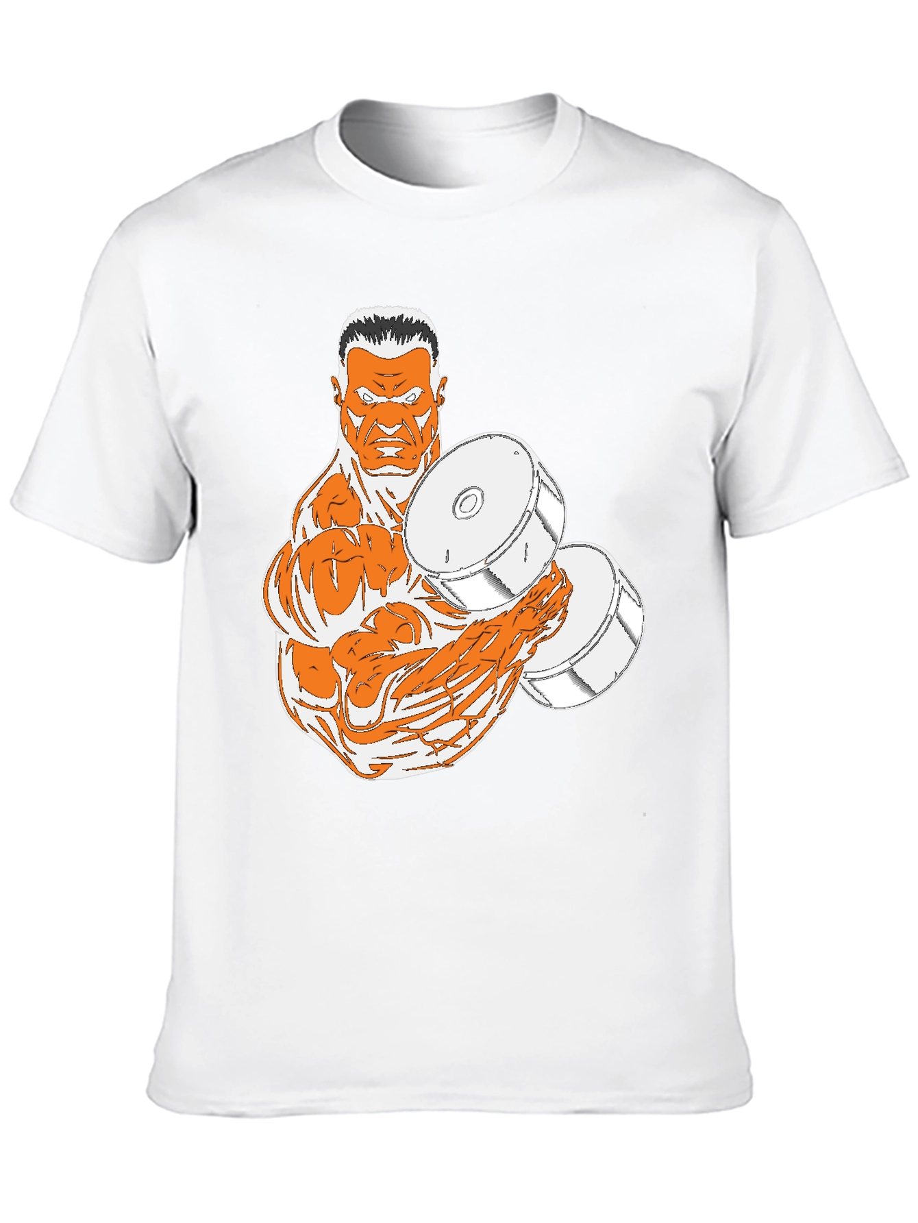 Black T-Shirt with Muscular Weightlifter Design