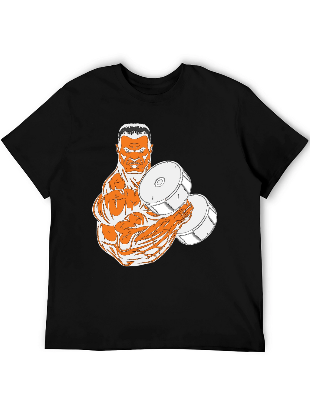Black T-Shirt with Muscular Weightlifter Design
