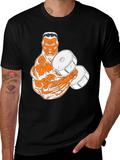 Black T-Shirt with Muscular Weightlifter Design