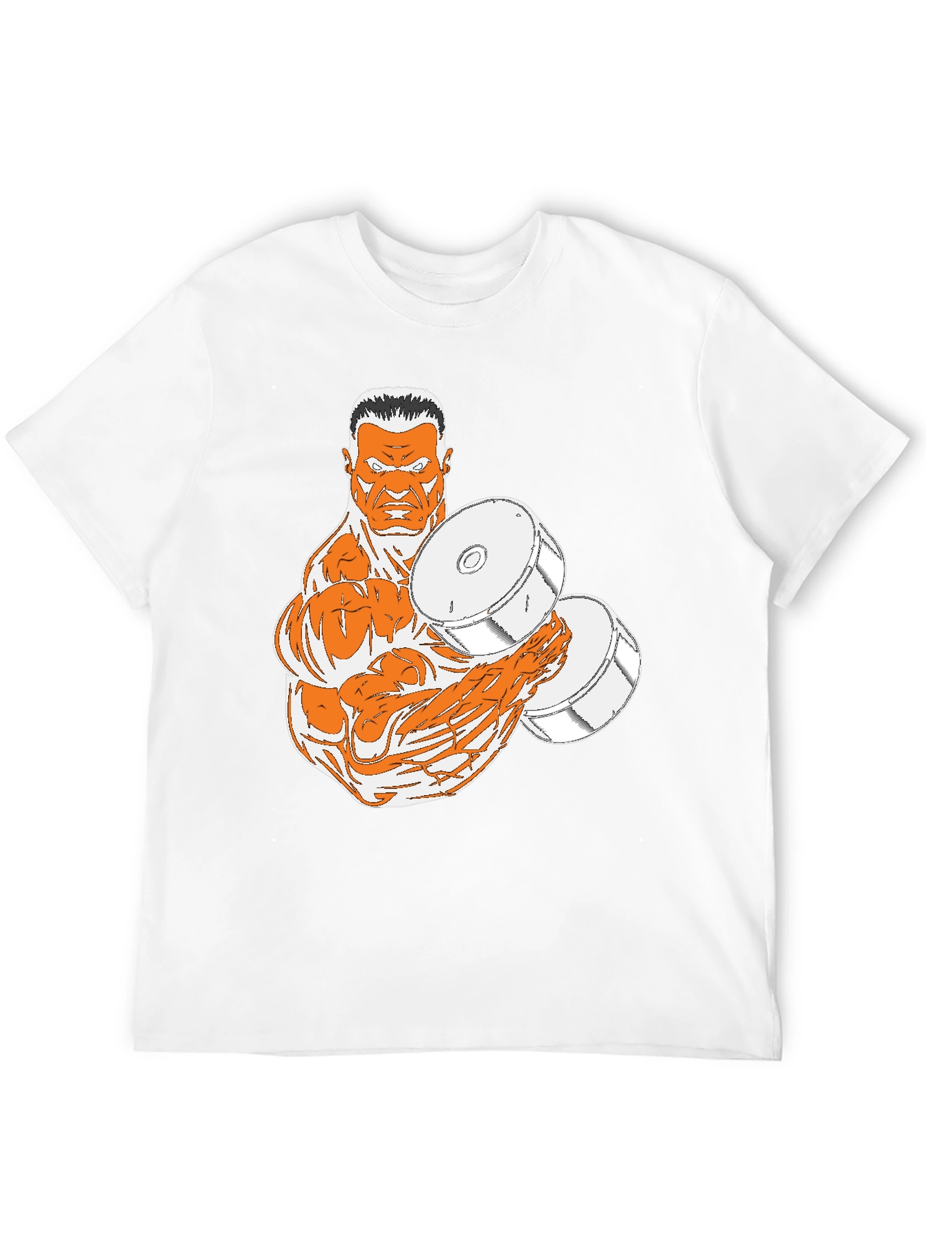 Black T-Shirt with Muscular Weightlifter Design