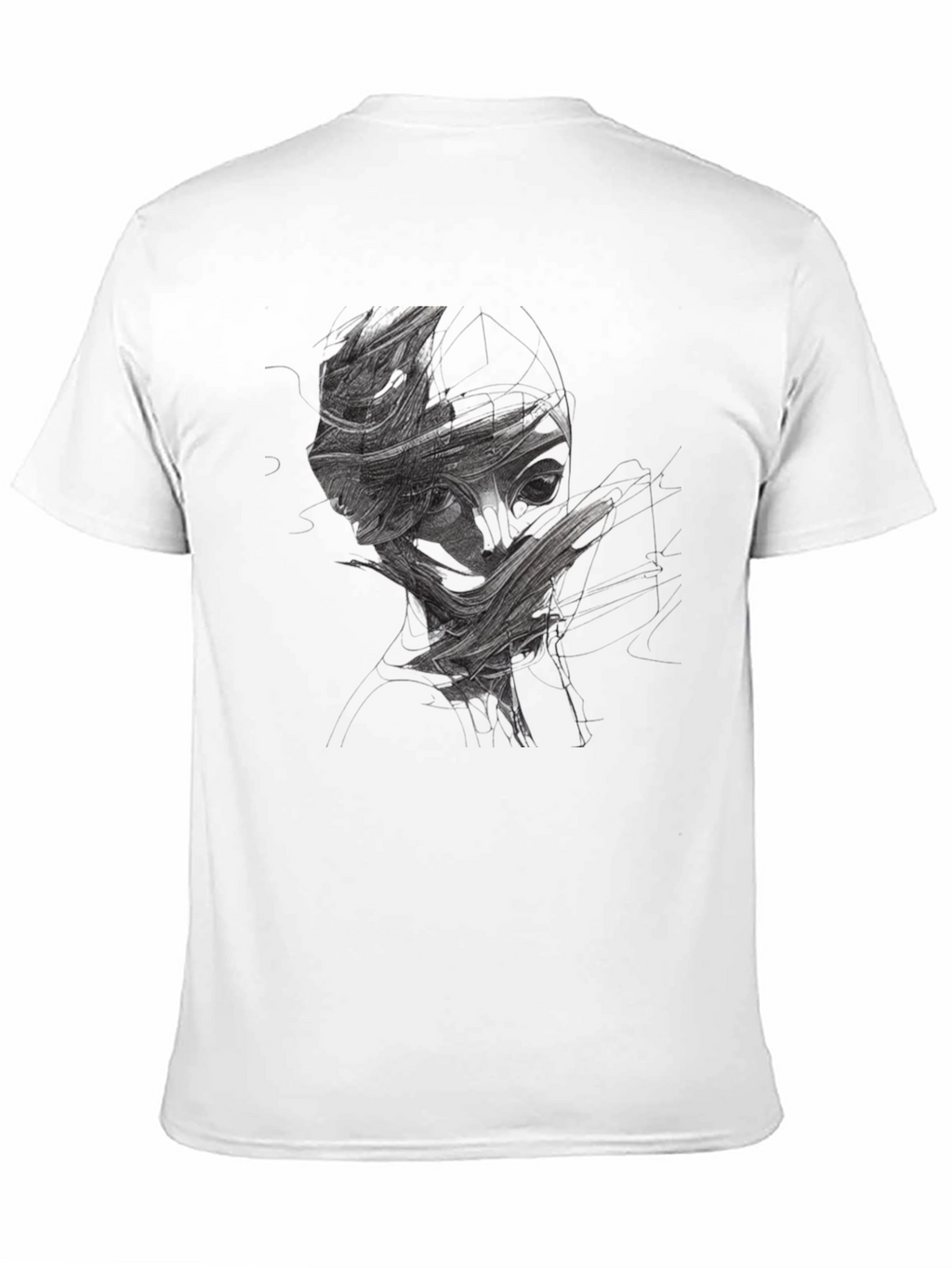 Abstract Face Graphic Print Black T-Shirt