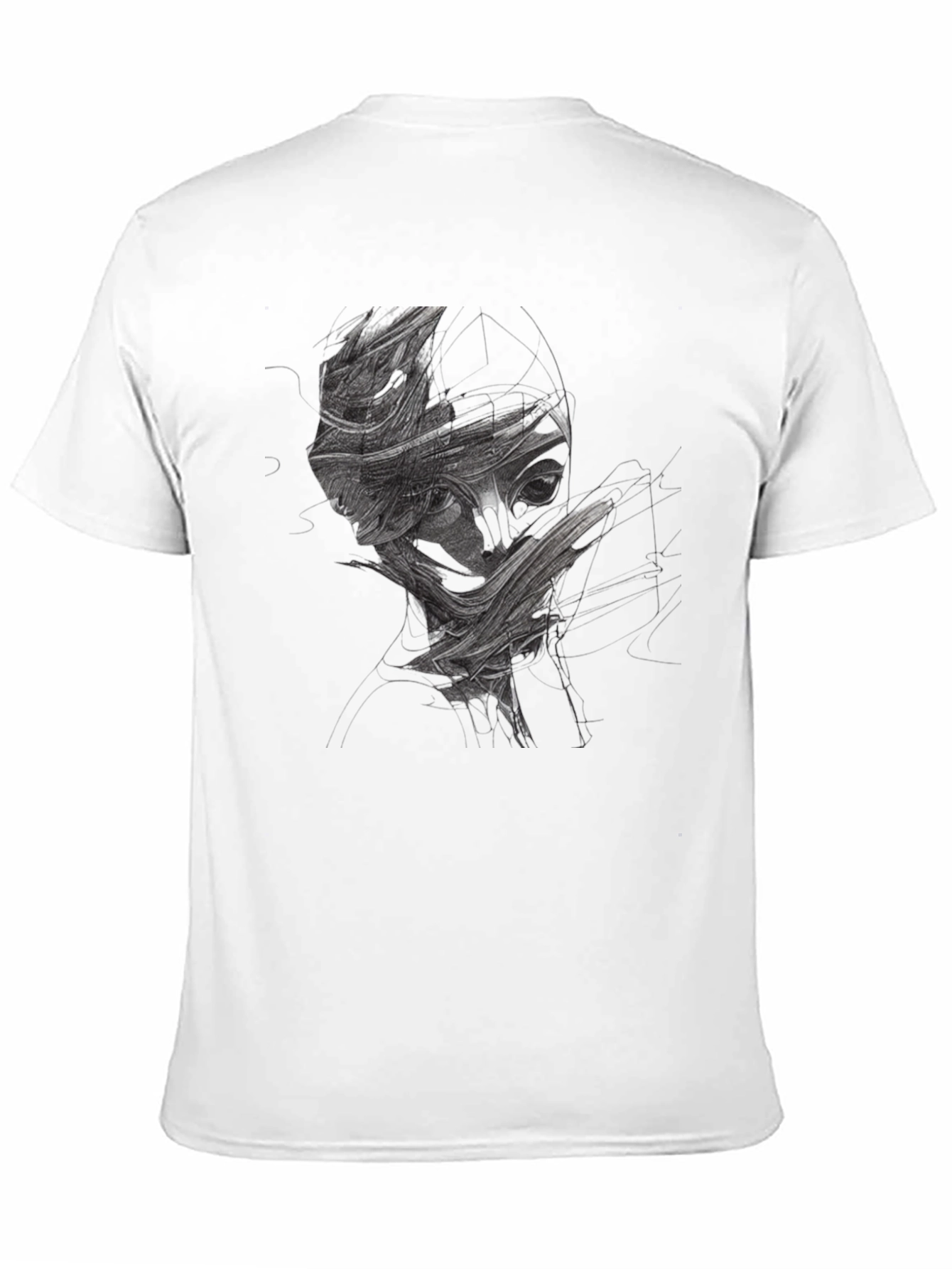 Abstract Face Graphic Print Black T-Shirt