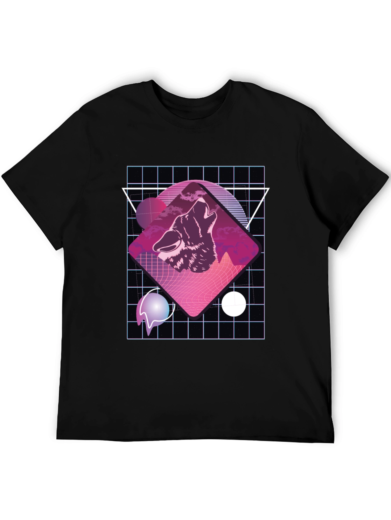 Retro Wolf Graphic T-Shirt - Black