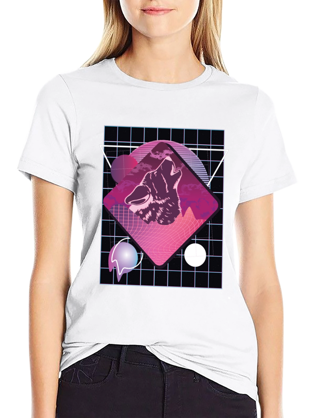 Retro Wolf Graphic T-Shirt - Black