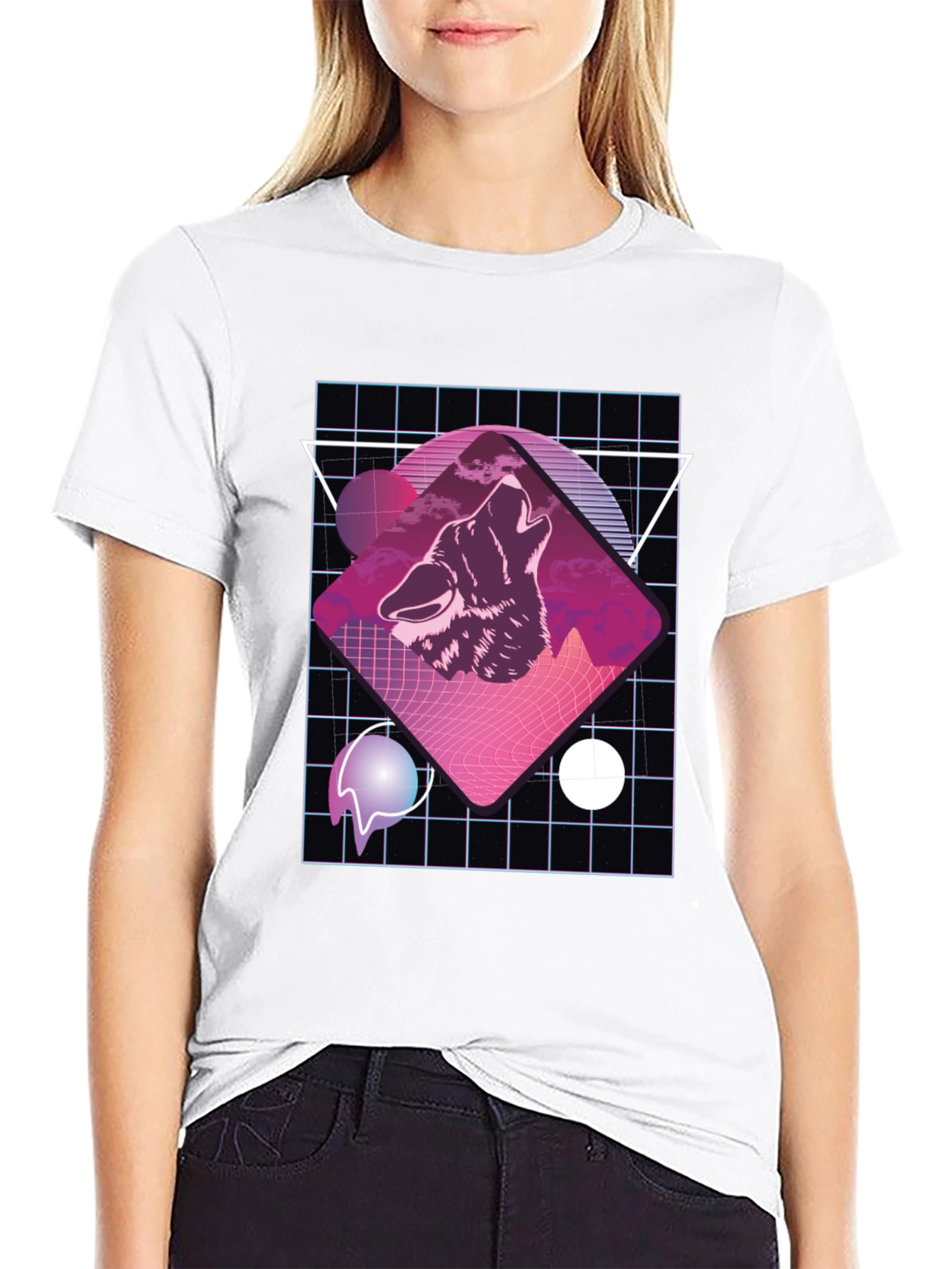 Retro Wolf Graphic T-Shirt - Black