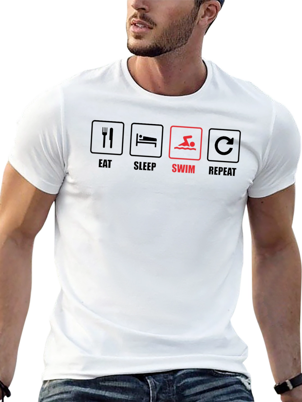 Eat Sleep Swim Repeat Graphic T-Shirt