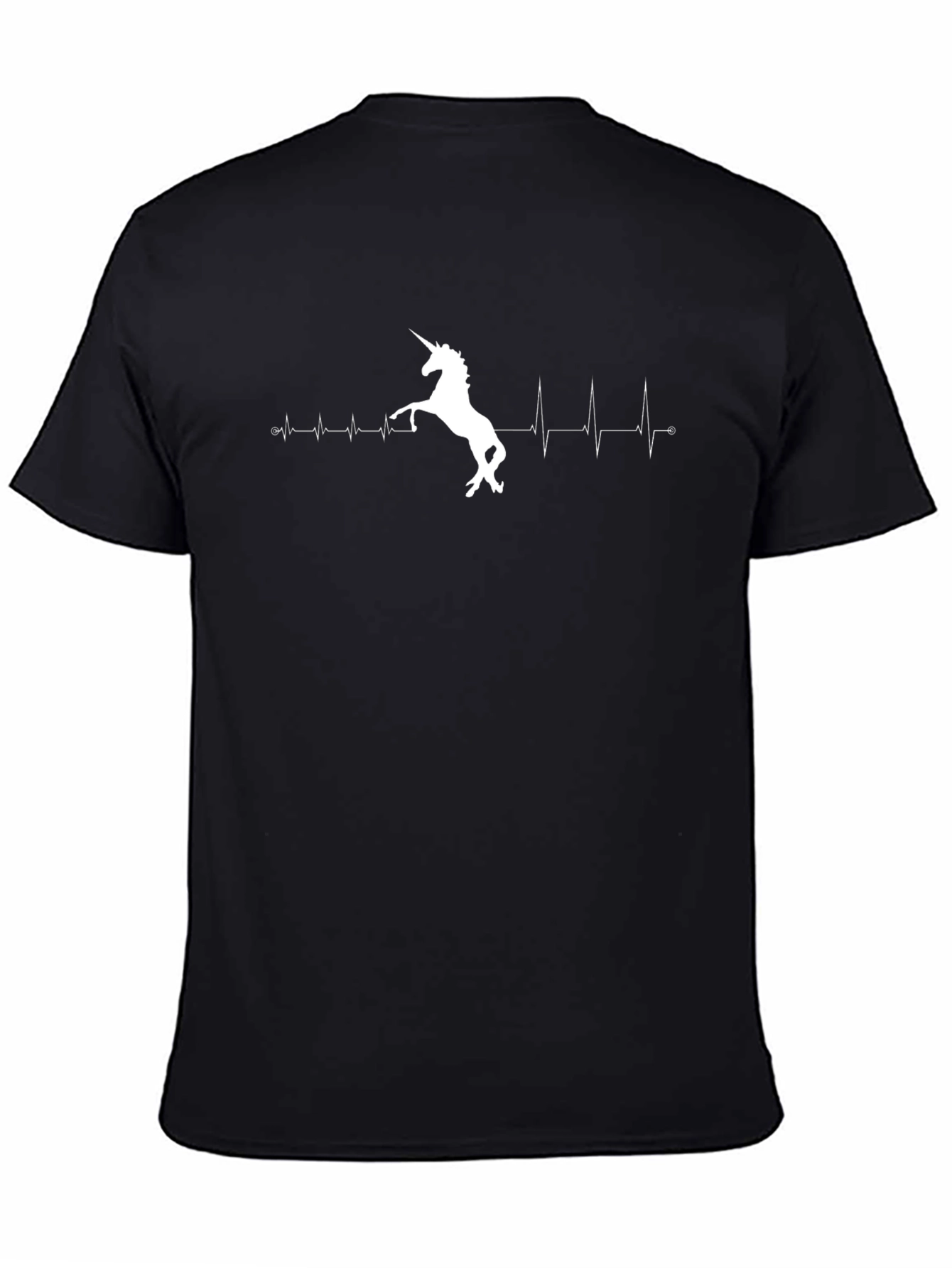 Unicorn Heartbeat T-Shirt - Black Novelty Tee