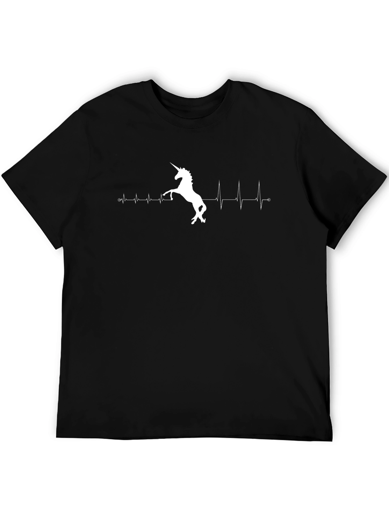 Unicorn Heartbeat T-Shirt - Black Novelty Tee