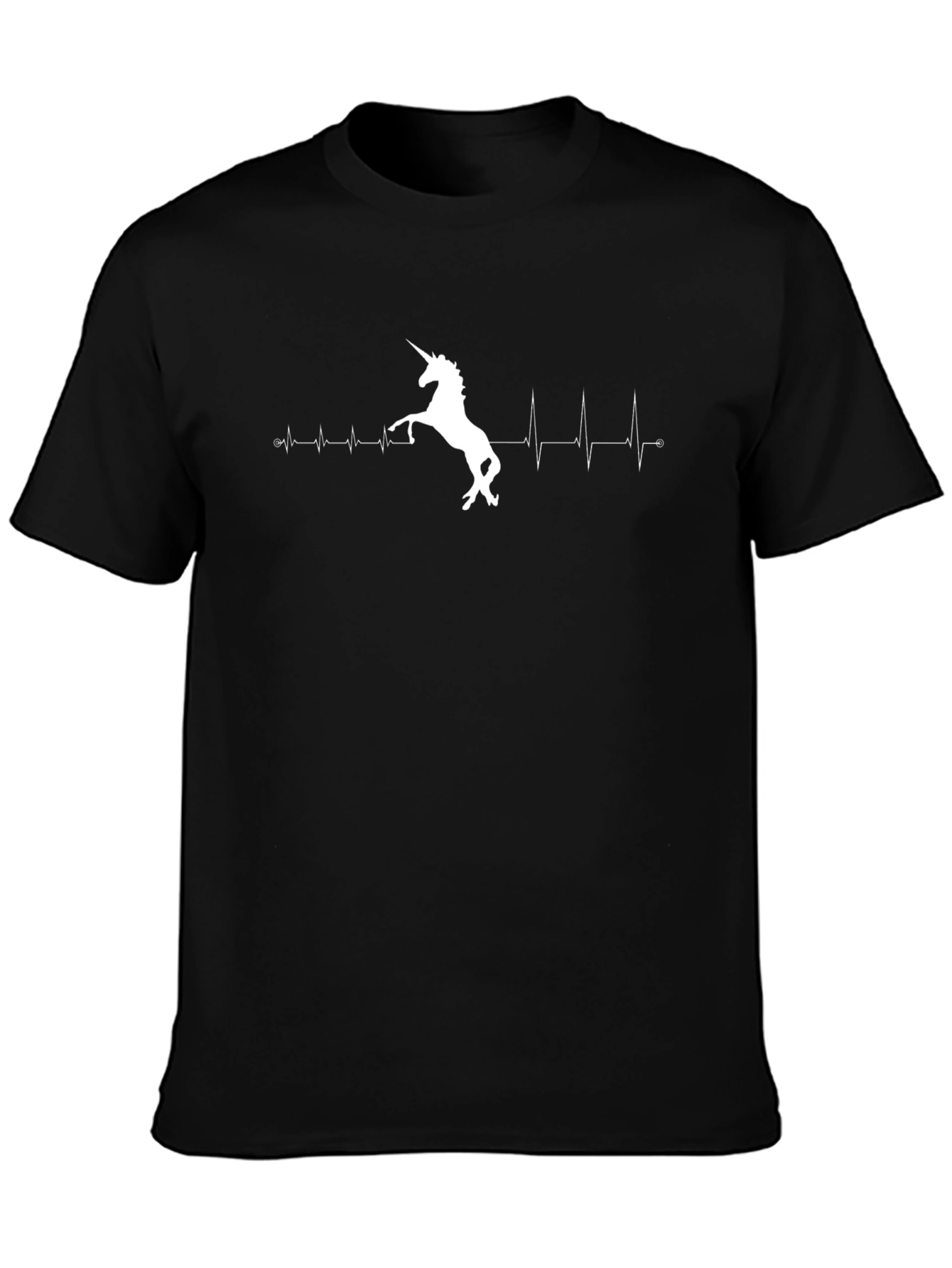 Unicorn Heartbeat T-Shirt - Black Novelty Tee