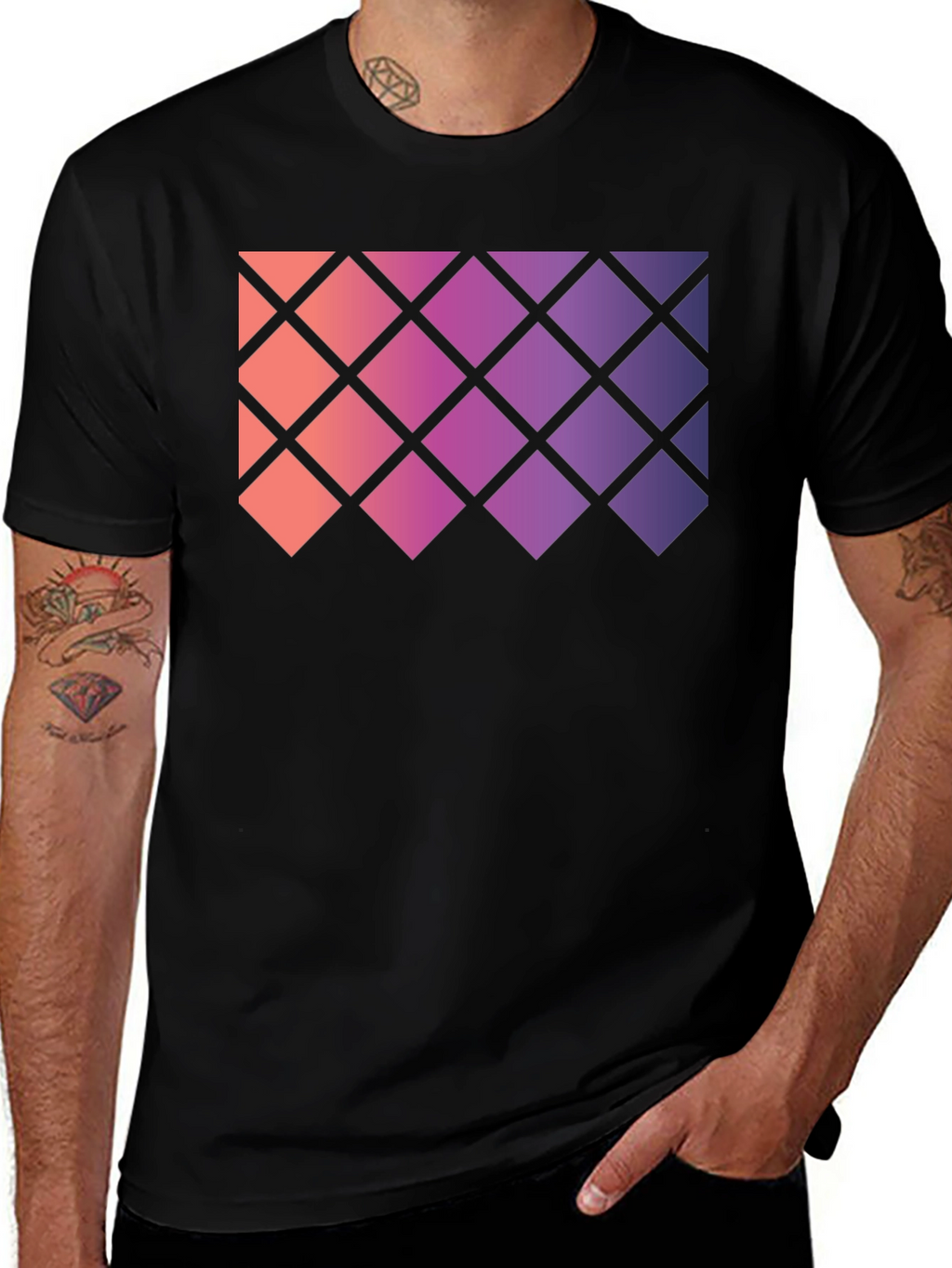 Geometric Gradient Rhombus Tee