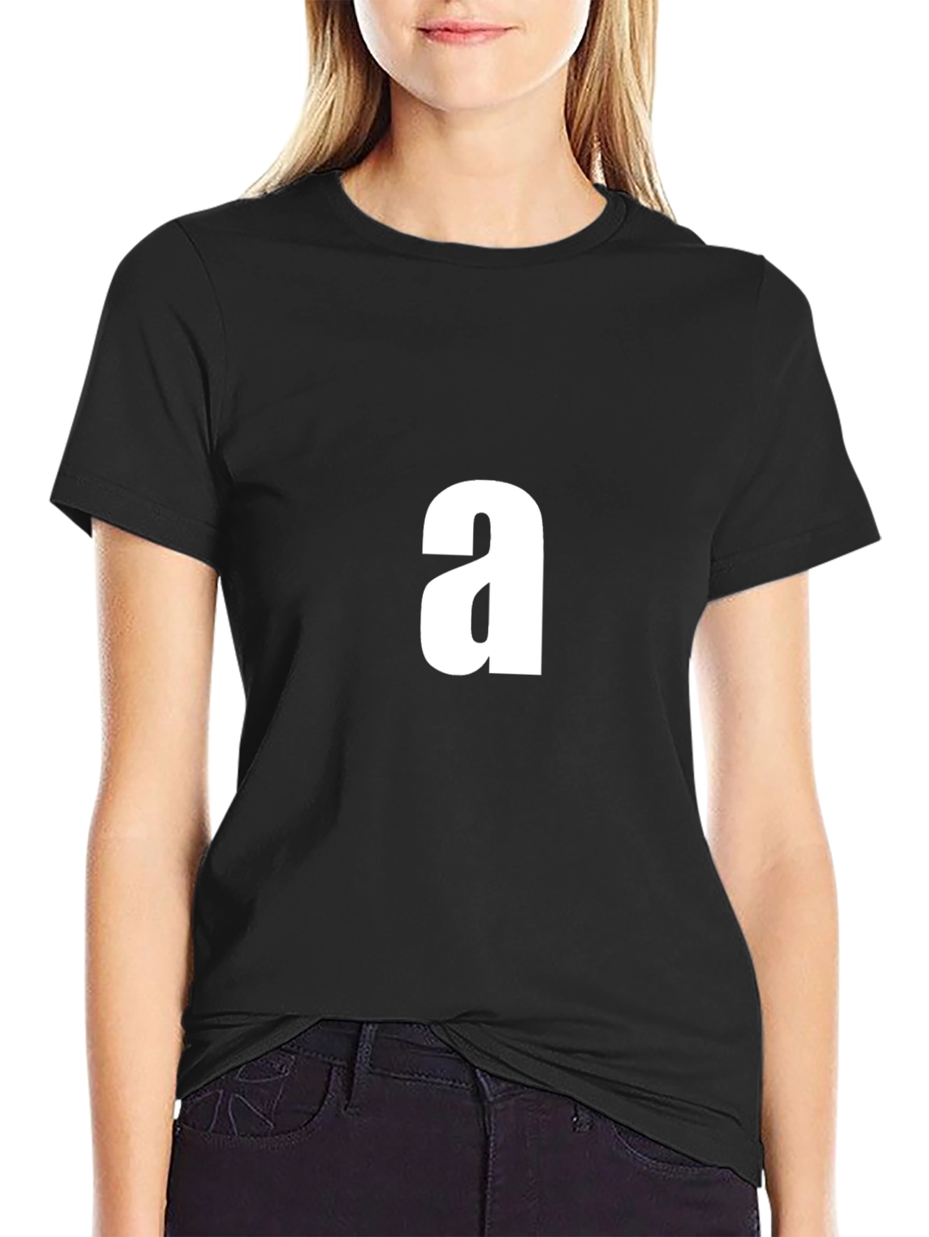 Mens Black T-Shirt with White a Graphic