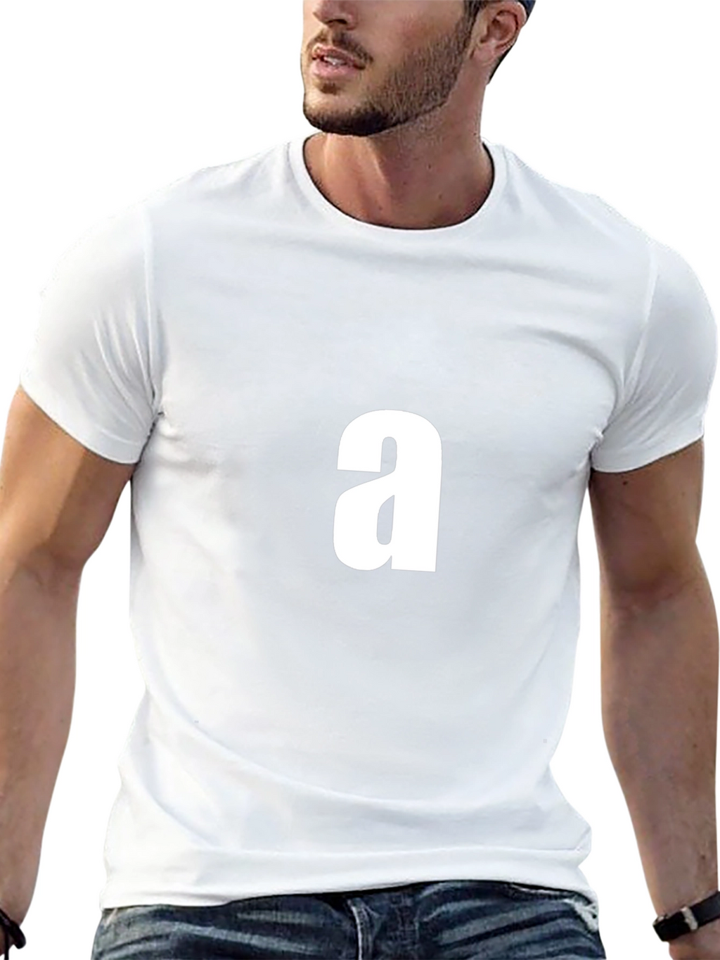 Mens Black T-Shirt with White a Graphic