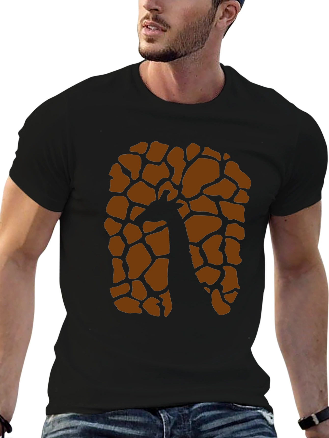 Giraffe Print Black Graphic Tee
