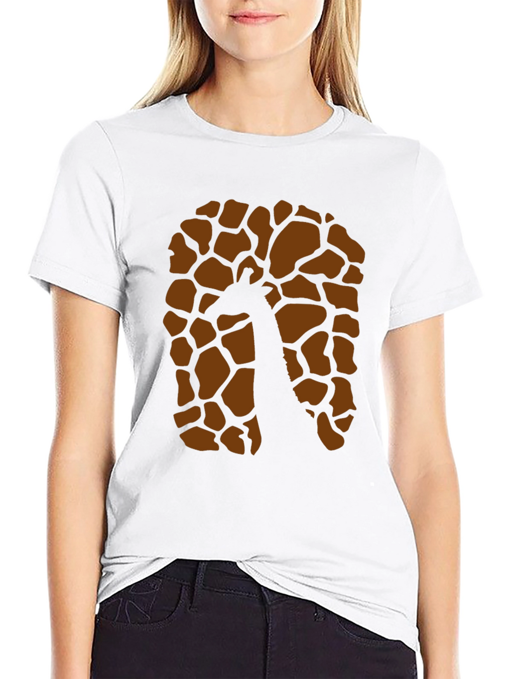 Giraffe Print Black Graphic Tee