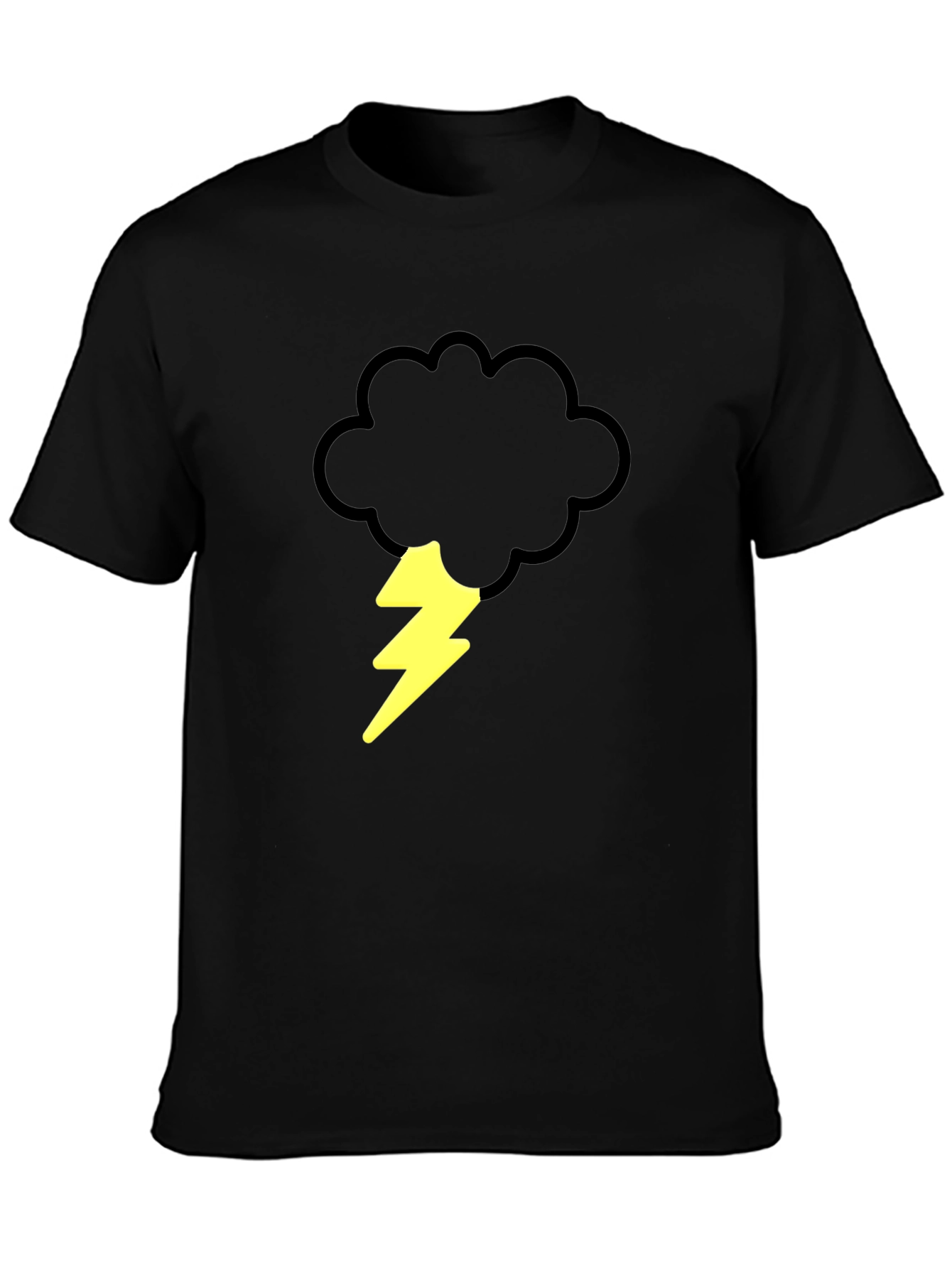 Storm Cloud & Lightning Bolt Graphic Tee - Black