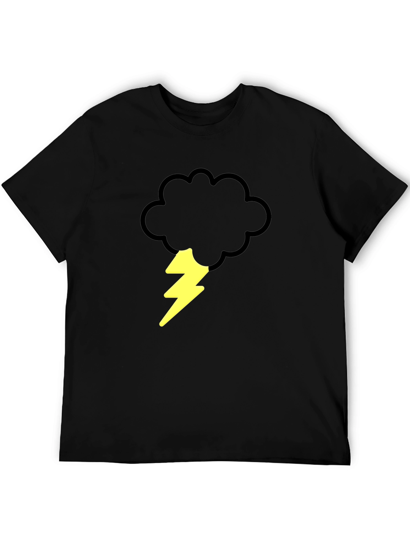 Storm Cloud & Lightning Bolt Graphic Tee - Black
