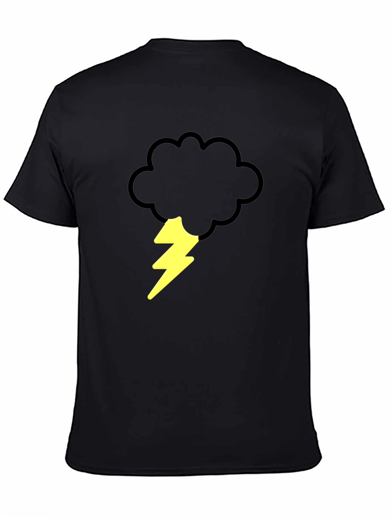 Storm Cloud & Lightning Bolt Graphic Tee - Black