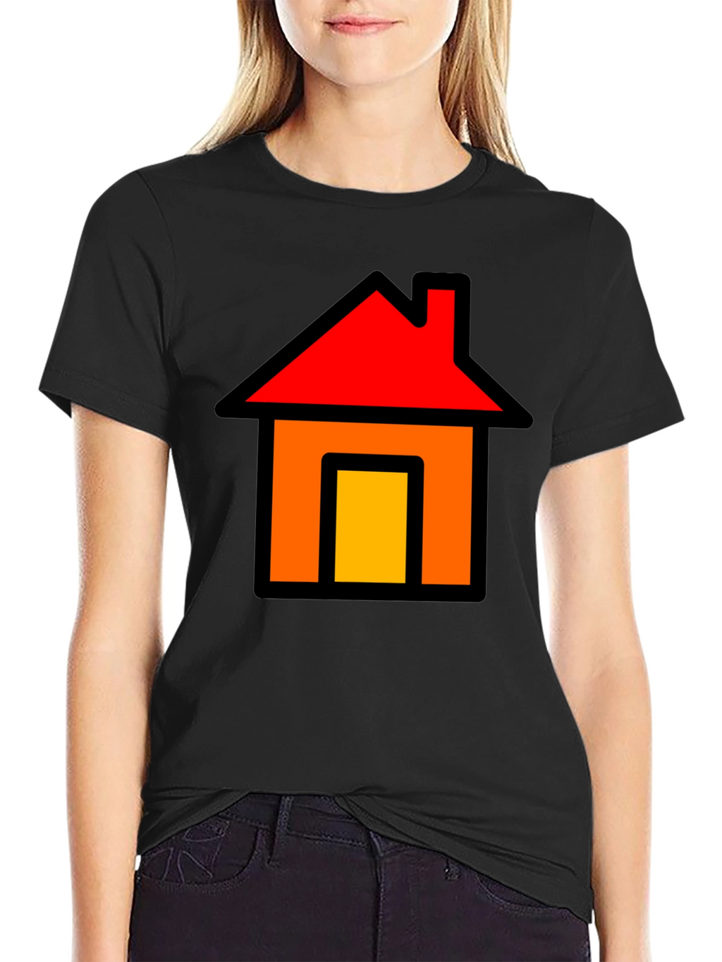 Home Icon Graphic Tee - Black Cotton T-Shirt