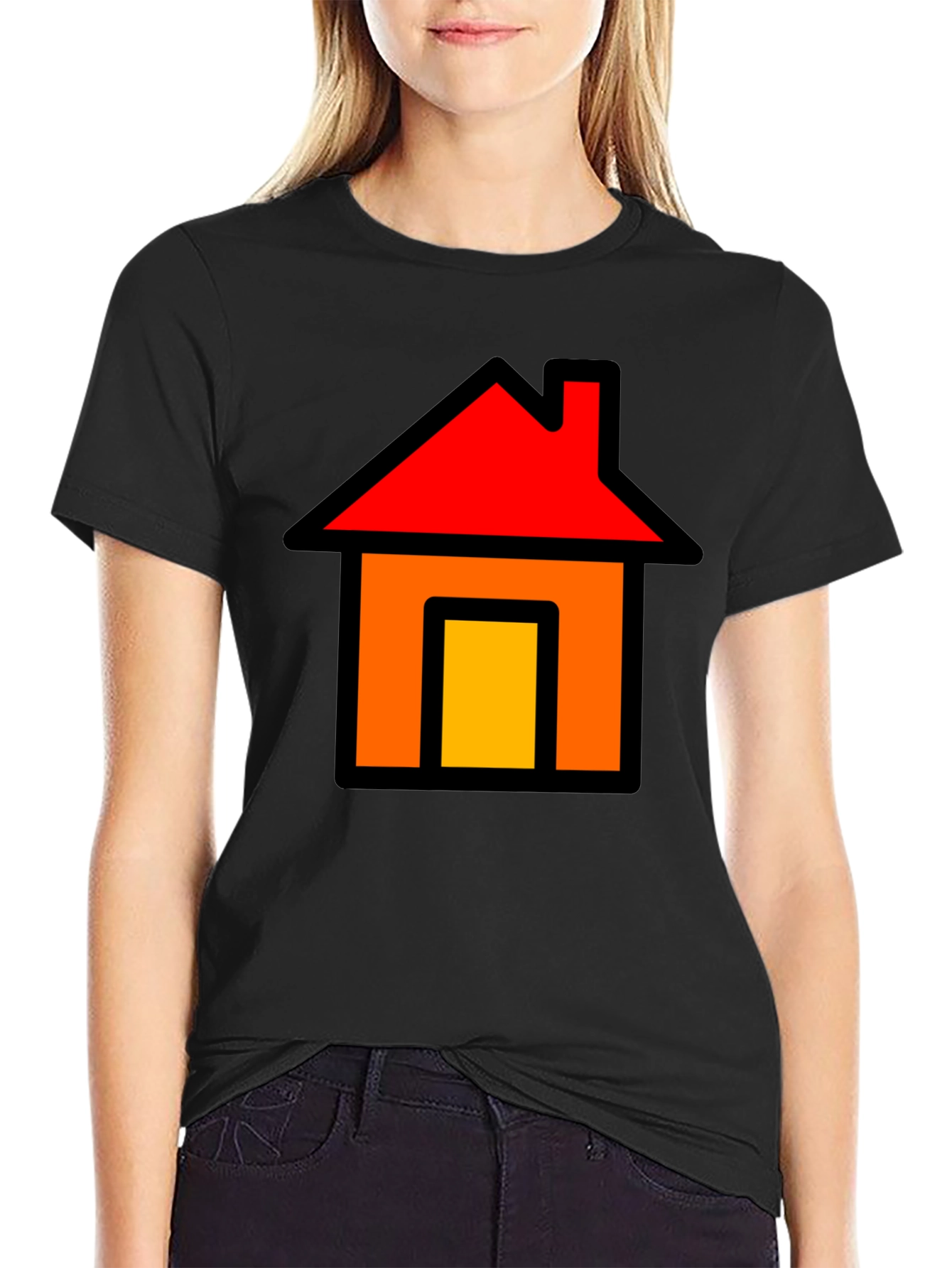 Home Icon Graphic Tee - Black Cotton T-Shirt