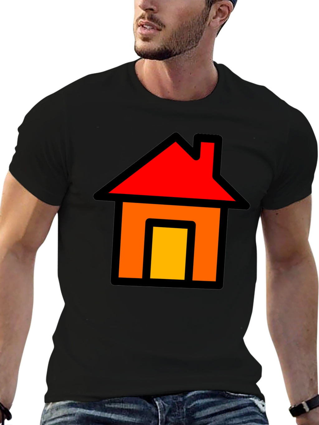 Home Icon Graphic Tee - Black Cotton T-Shirt