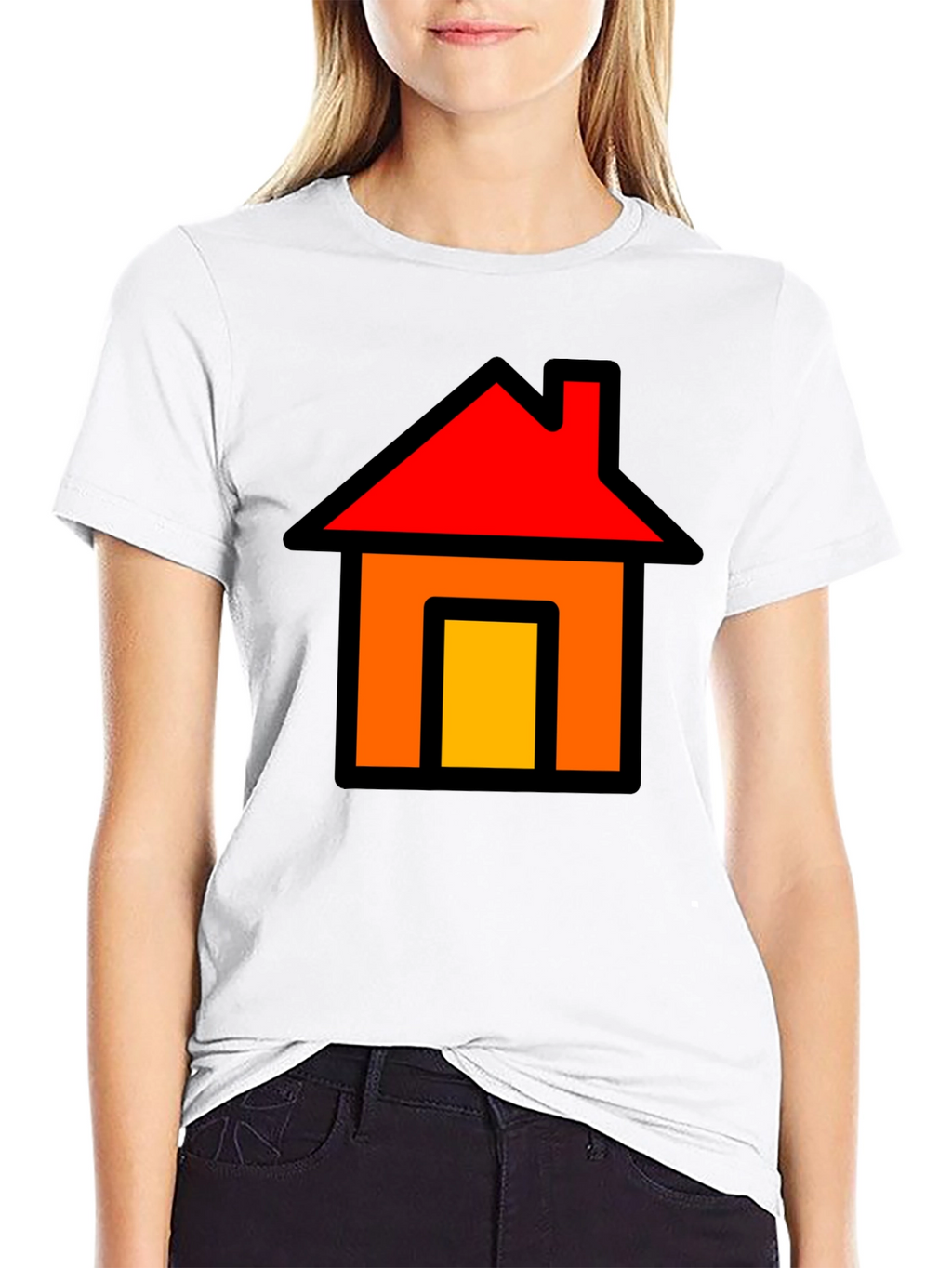Home Icon Graphic Tee - Black Cotton T-Shirt