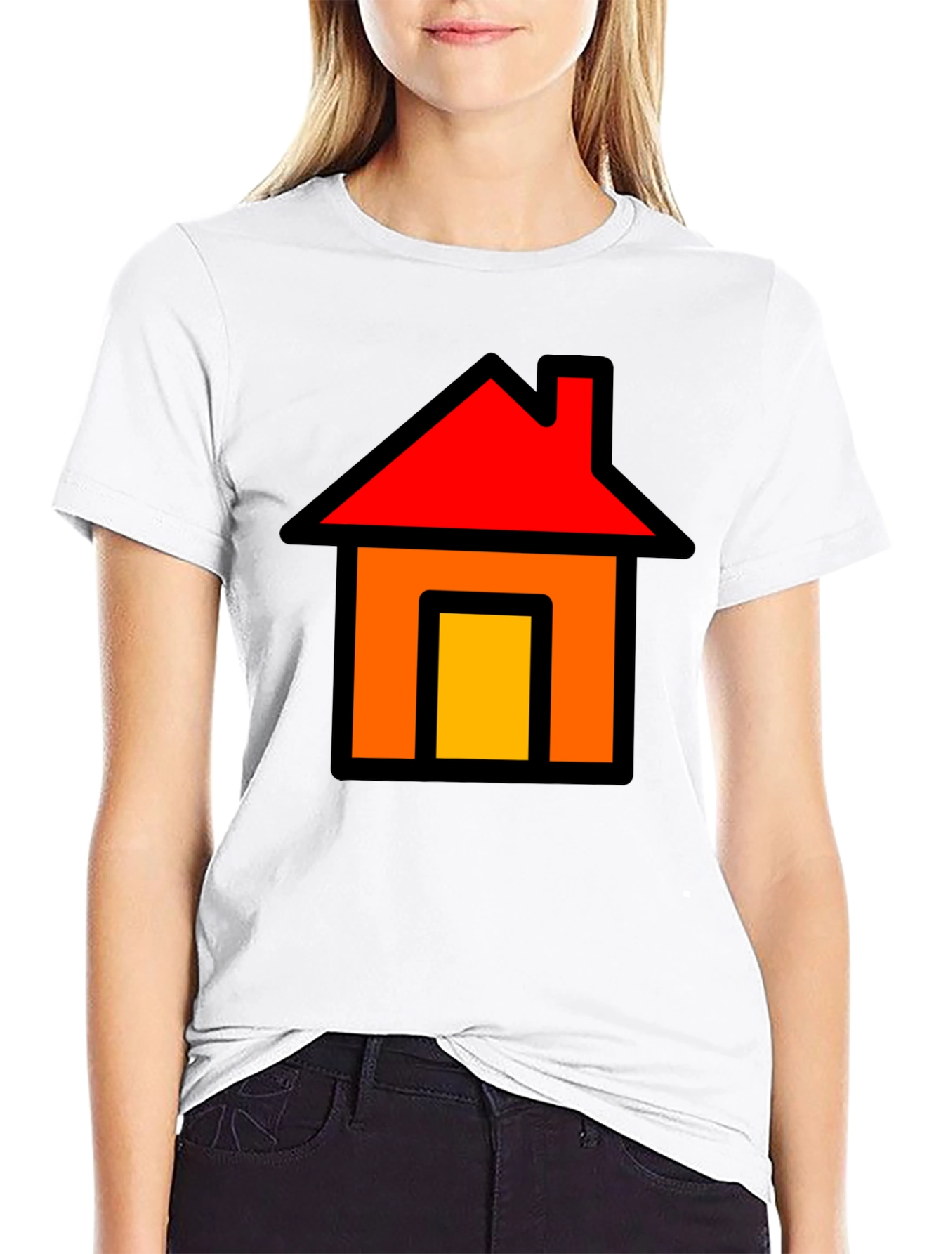 Home Icon Graphic Tee - Black Cotton T-Shirt