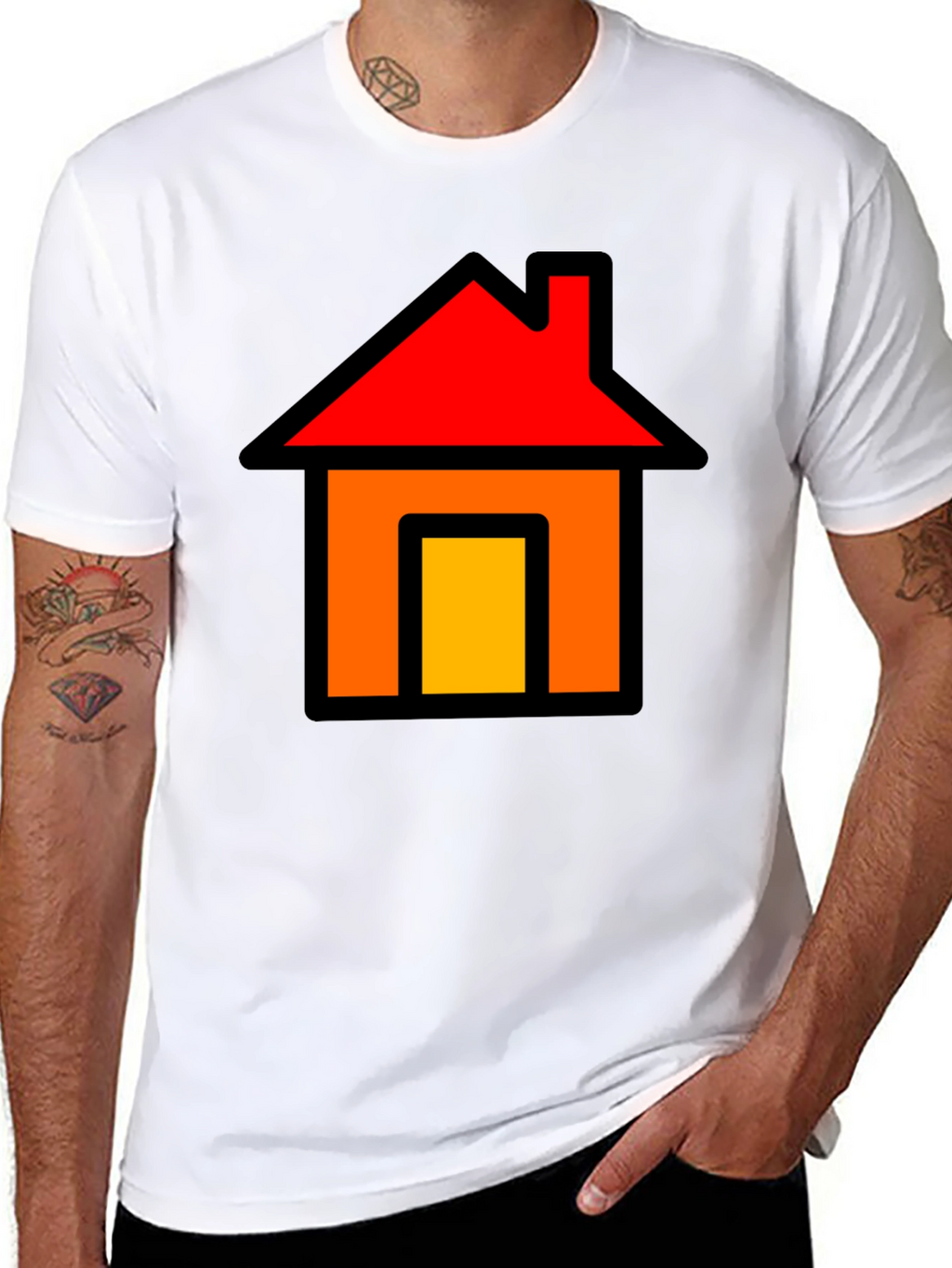 Home Icon Graphic Tee - Black Cotton T-Shirt