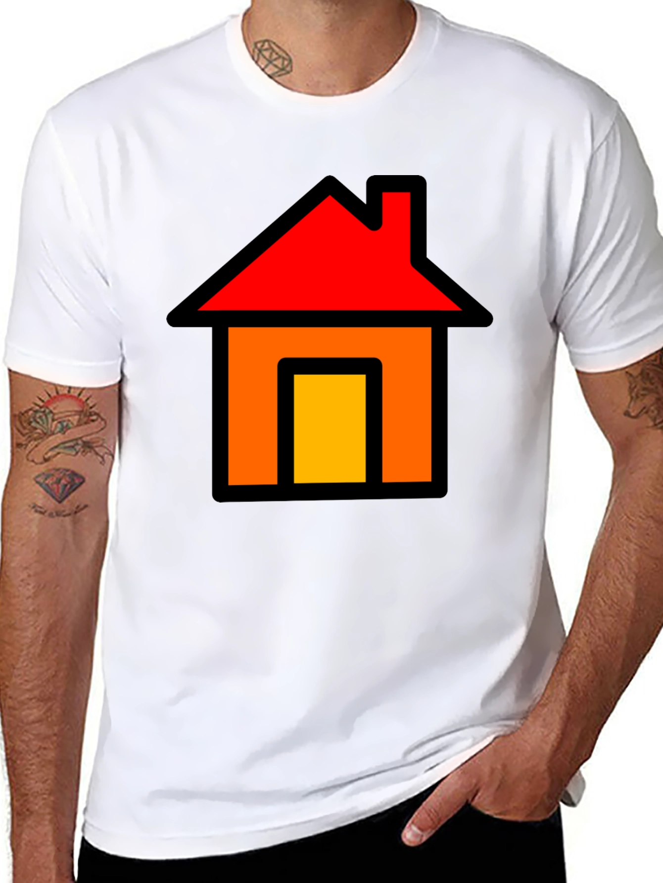 Home Icon Graphic Tee - Black Cotton T-Shirt