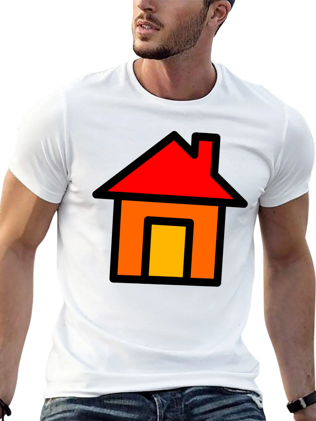 Home Icon Graphic Tee - Black Cotton T-Shirt
