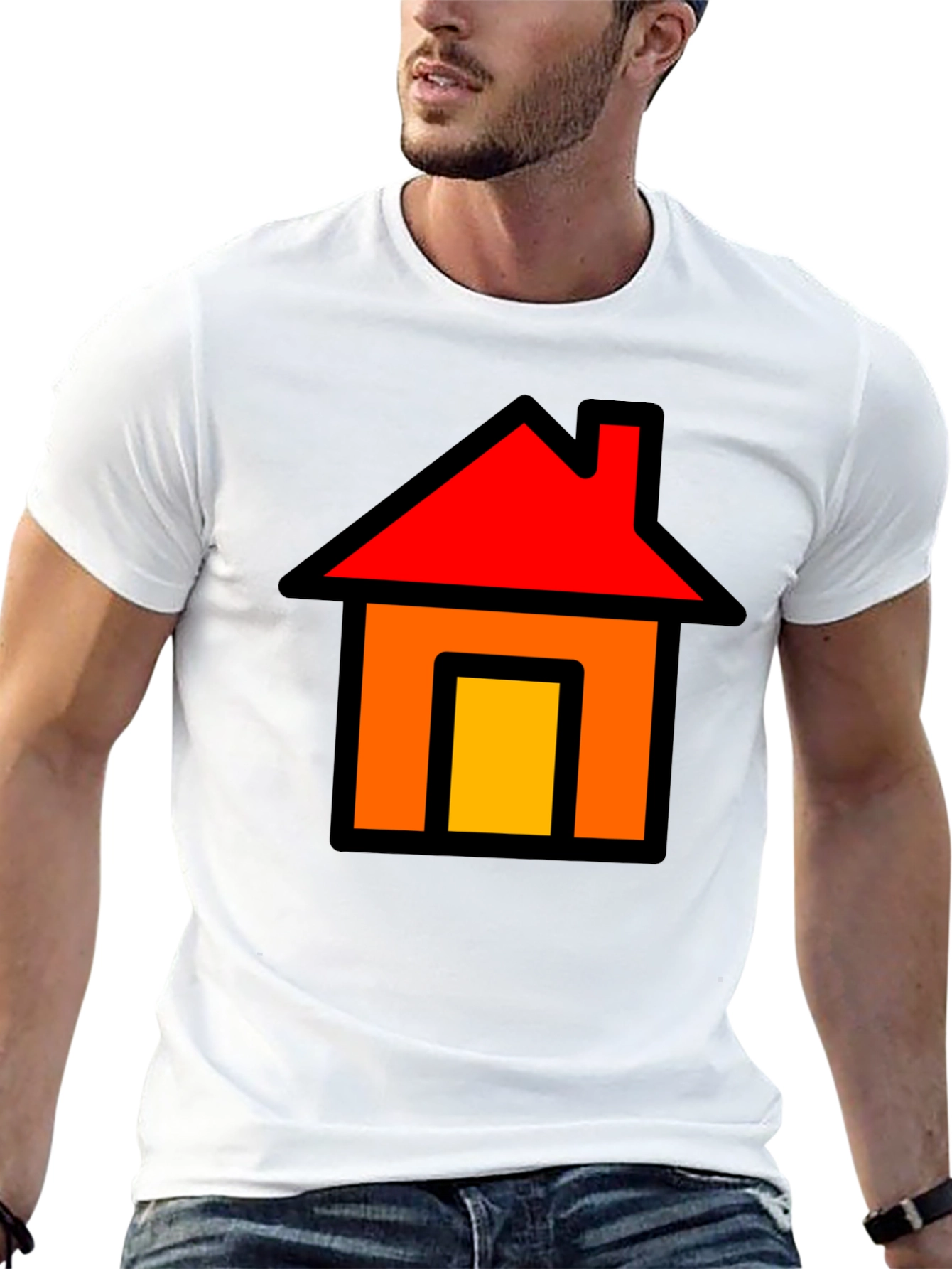 Home Icon Graphic Tee - Black Cotton T-Shirt