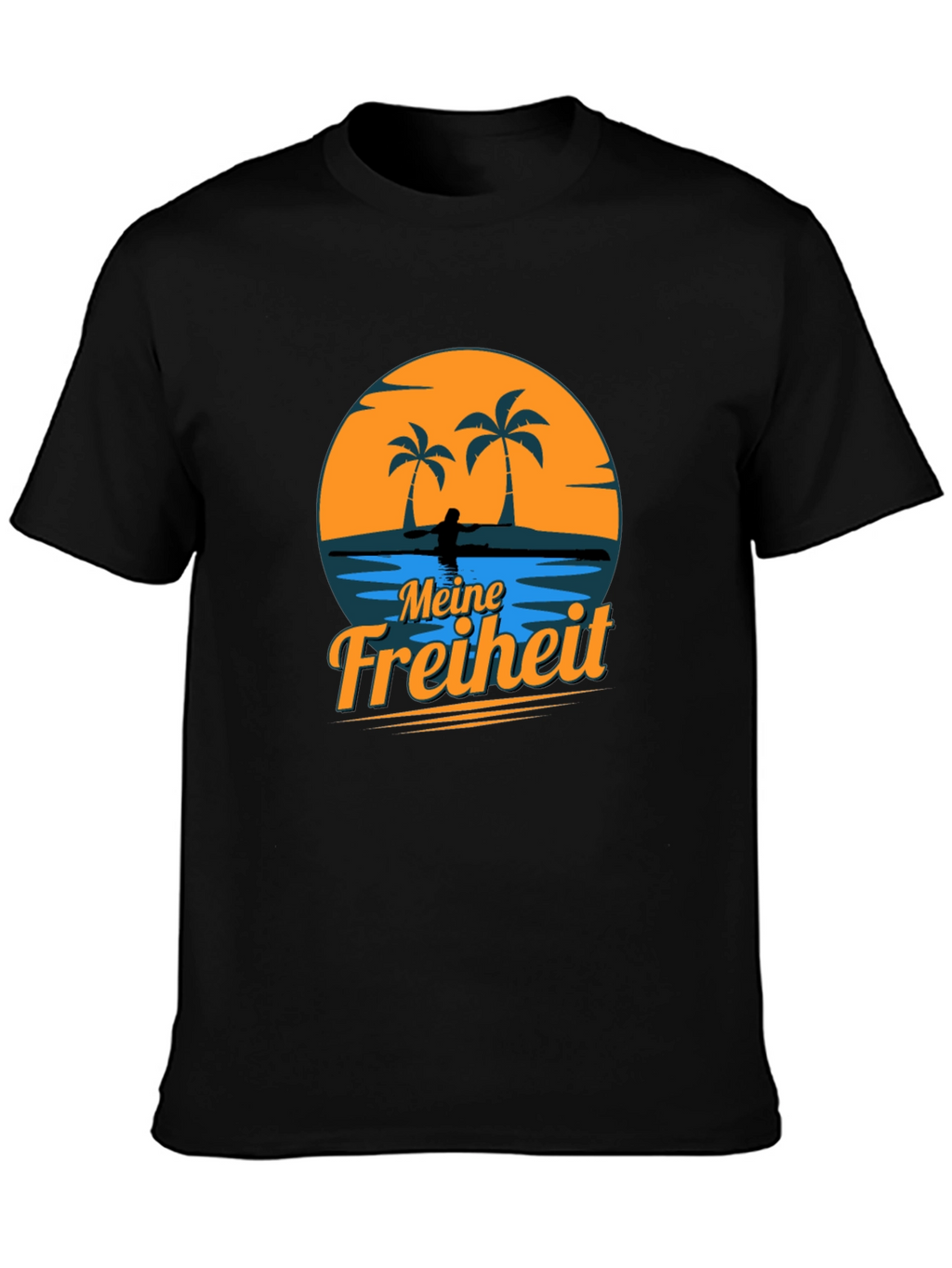 Meine Freiheit Black T-Shirt - Tropical Design