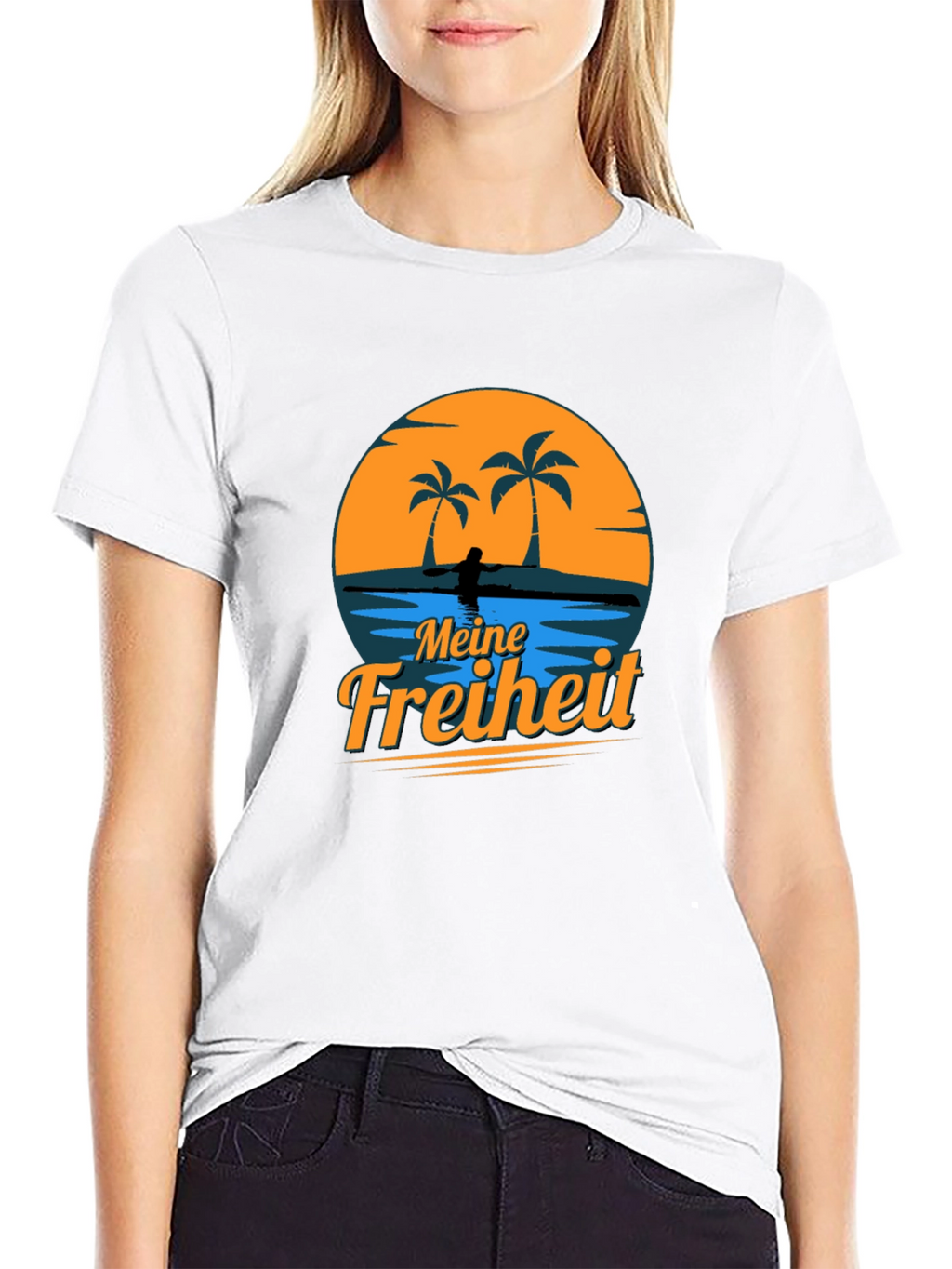 Meine Freiheit Black T-Shirt - Tropical Design