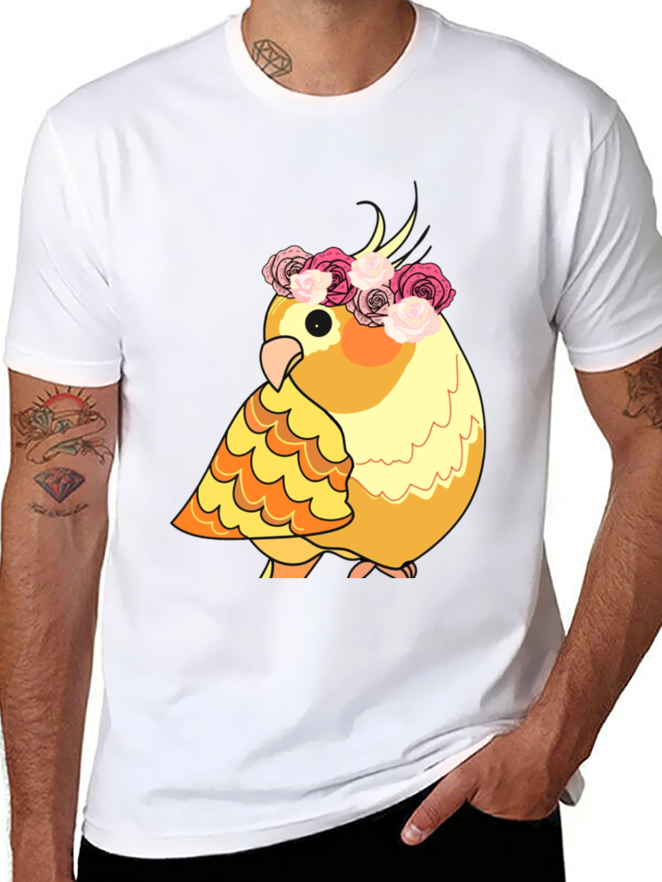 Cockatiel in Floral Crown T-Shirt