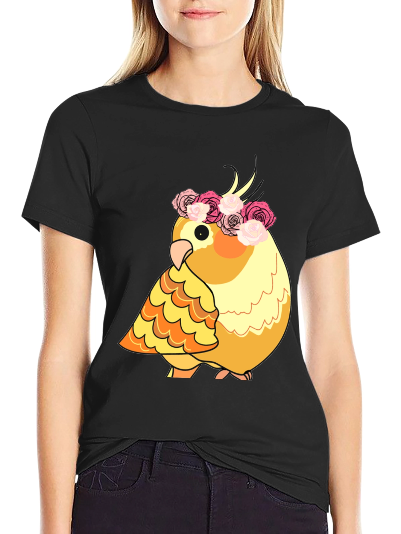 Cockatiel in Floral Crown T-Shirt