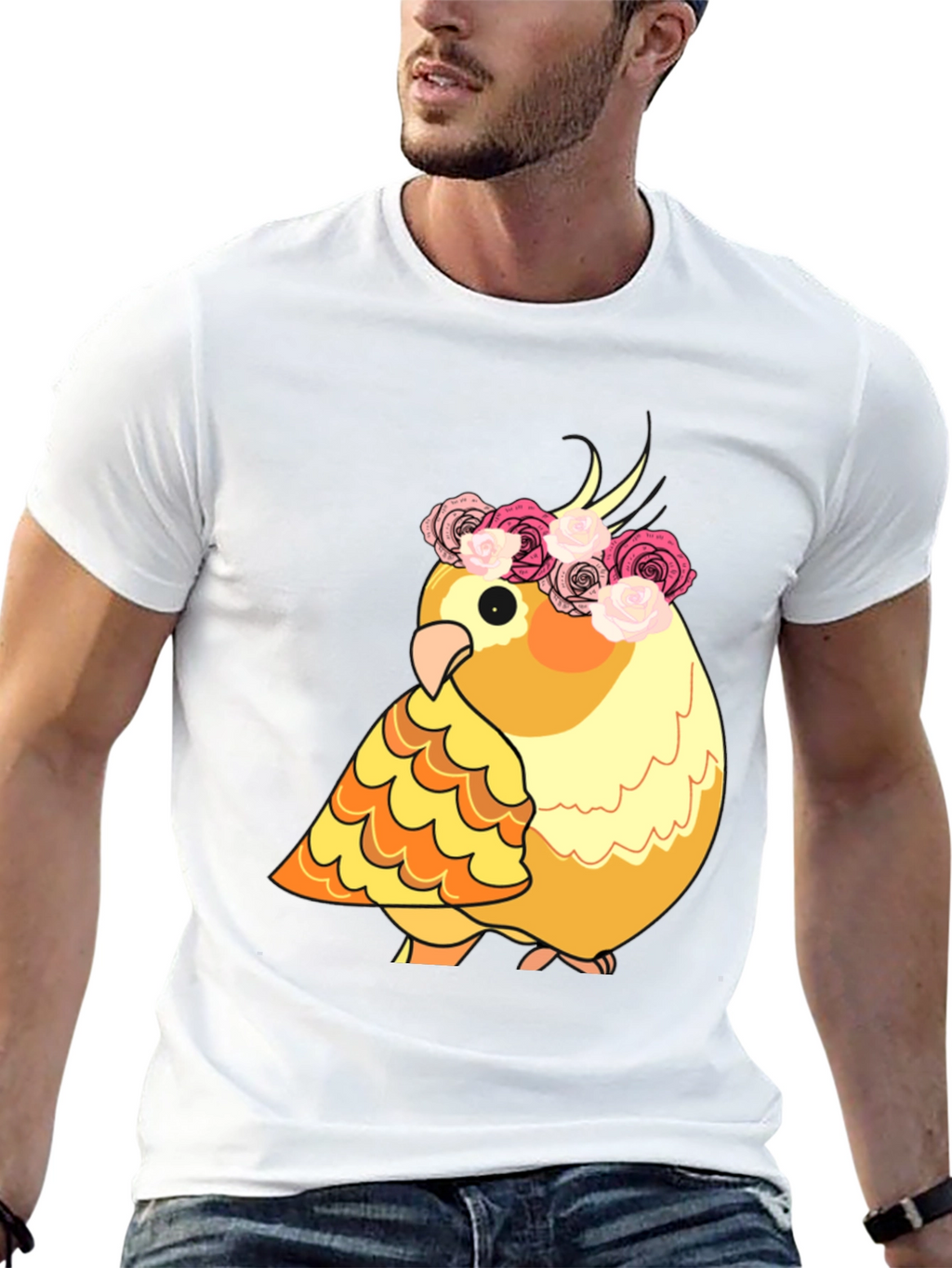 Cockatiel in Floral Crown T-Shirt
