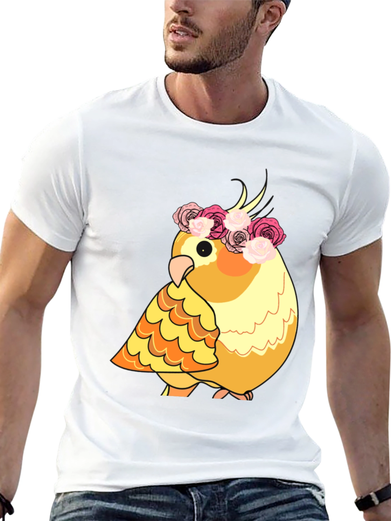 Cockatiel in Floral Crown T-Shirt