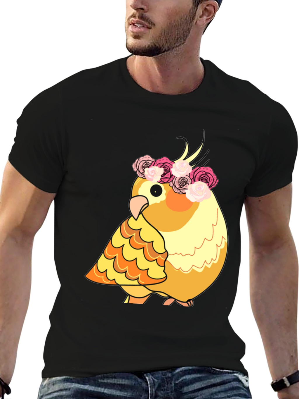 Cockatiel in Floral Crown T-Shirt