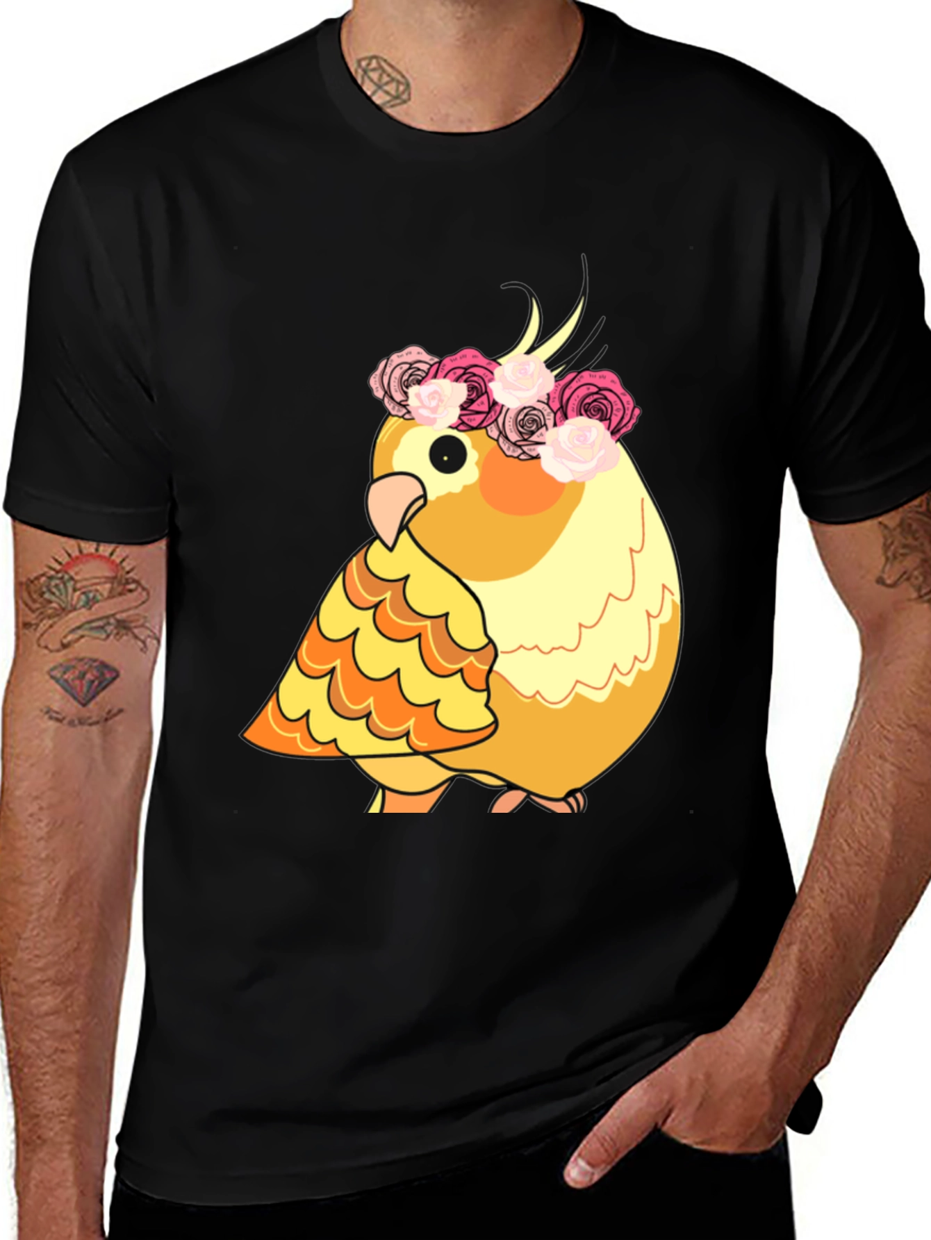 Cockatiel in Floral Crown T-Shirt