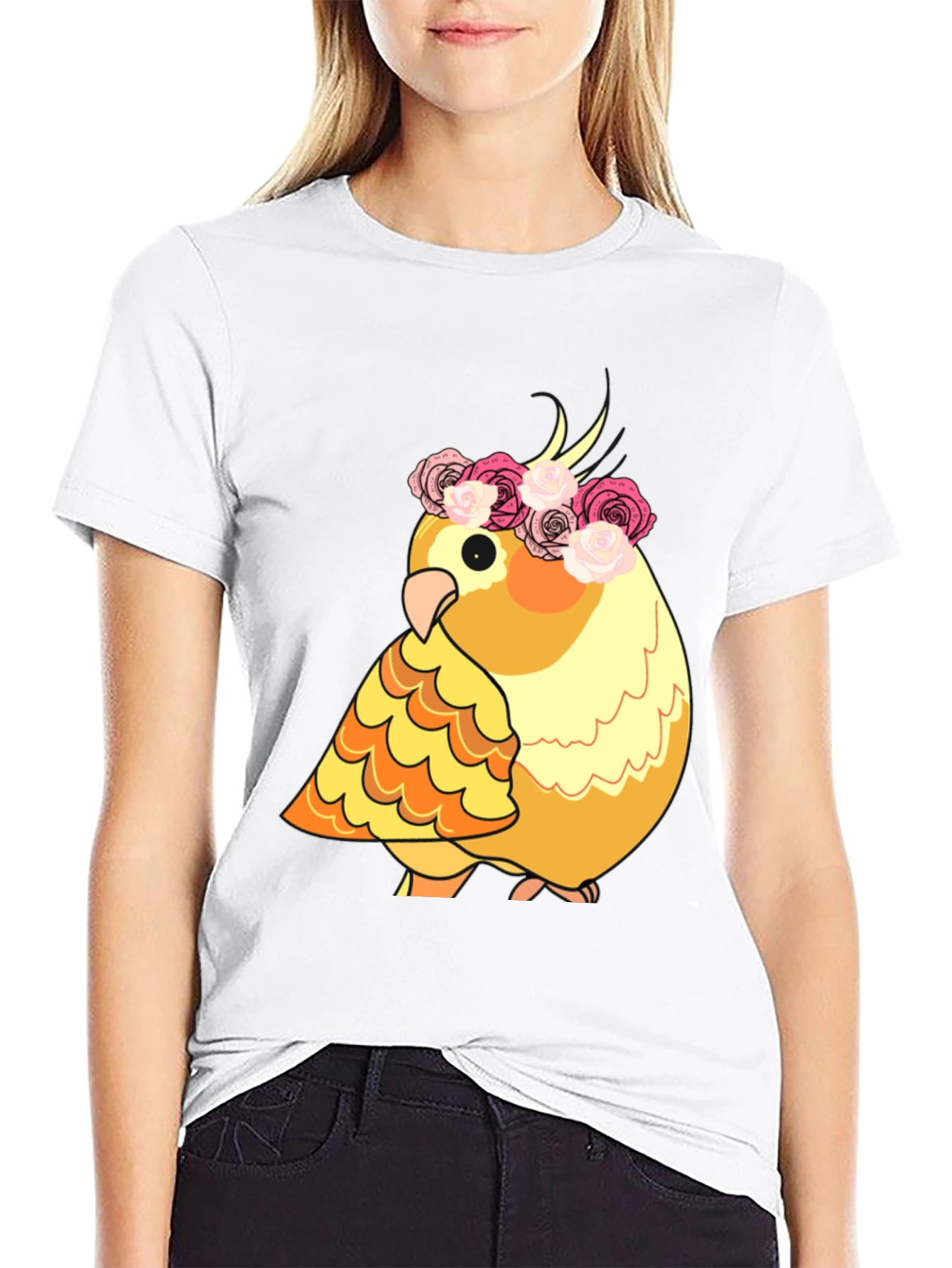Cockatiel in Floral Crown T-Shirt