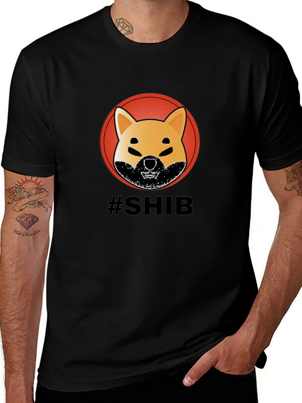 Mens Black SHIB T-Shirt - Crypto Doge