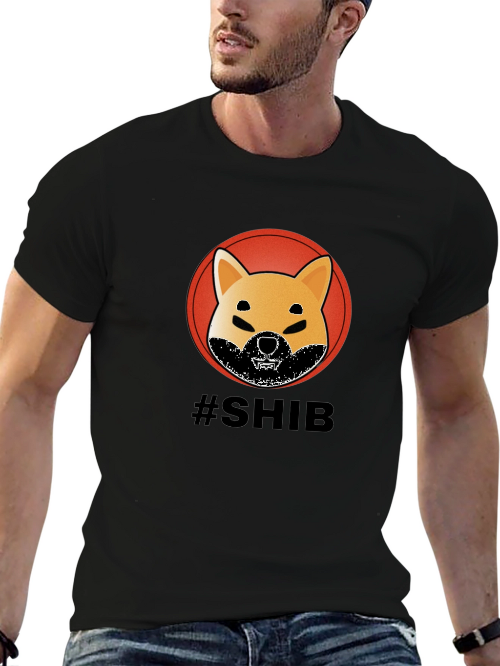 Mens Black SHIB T-Shirt - Crypto Doge