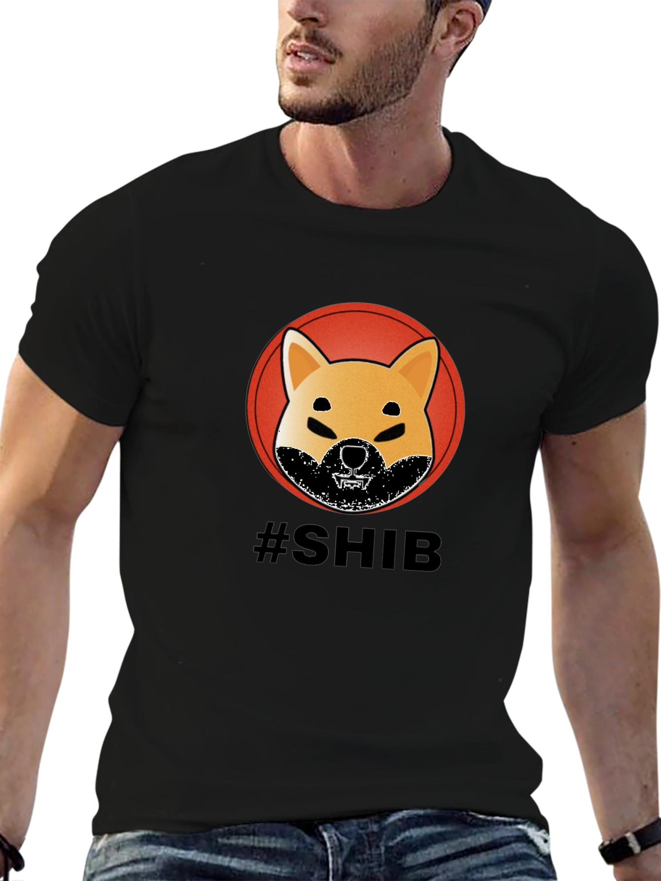 Mens Black SHIB T-Shirt - Crypto Doge