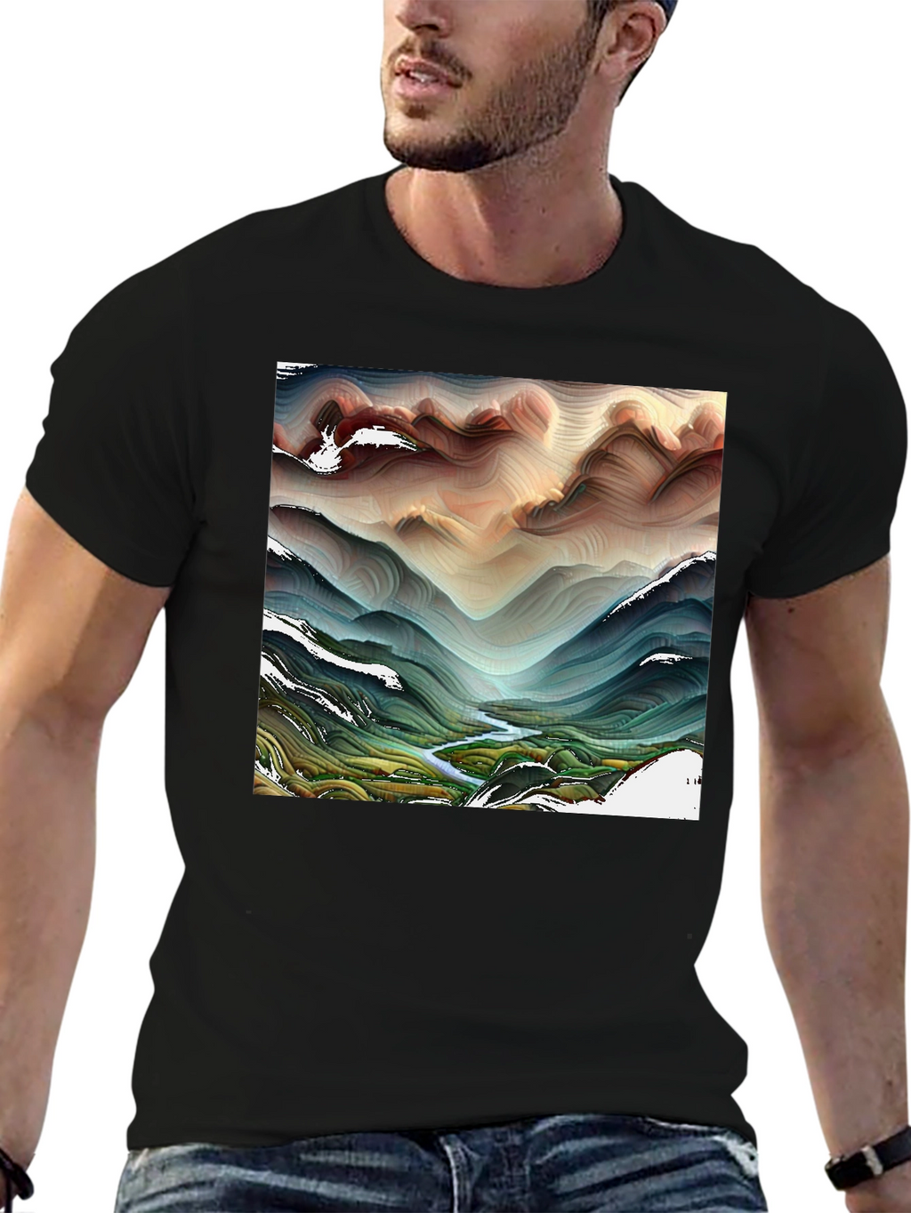 Abstract Mountain Stream T-Shirt