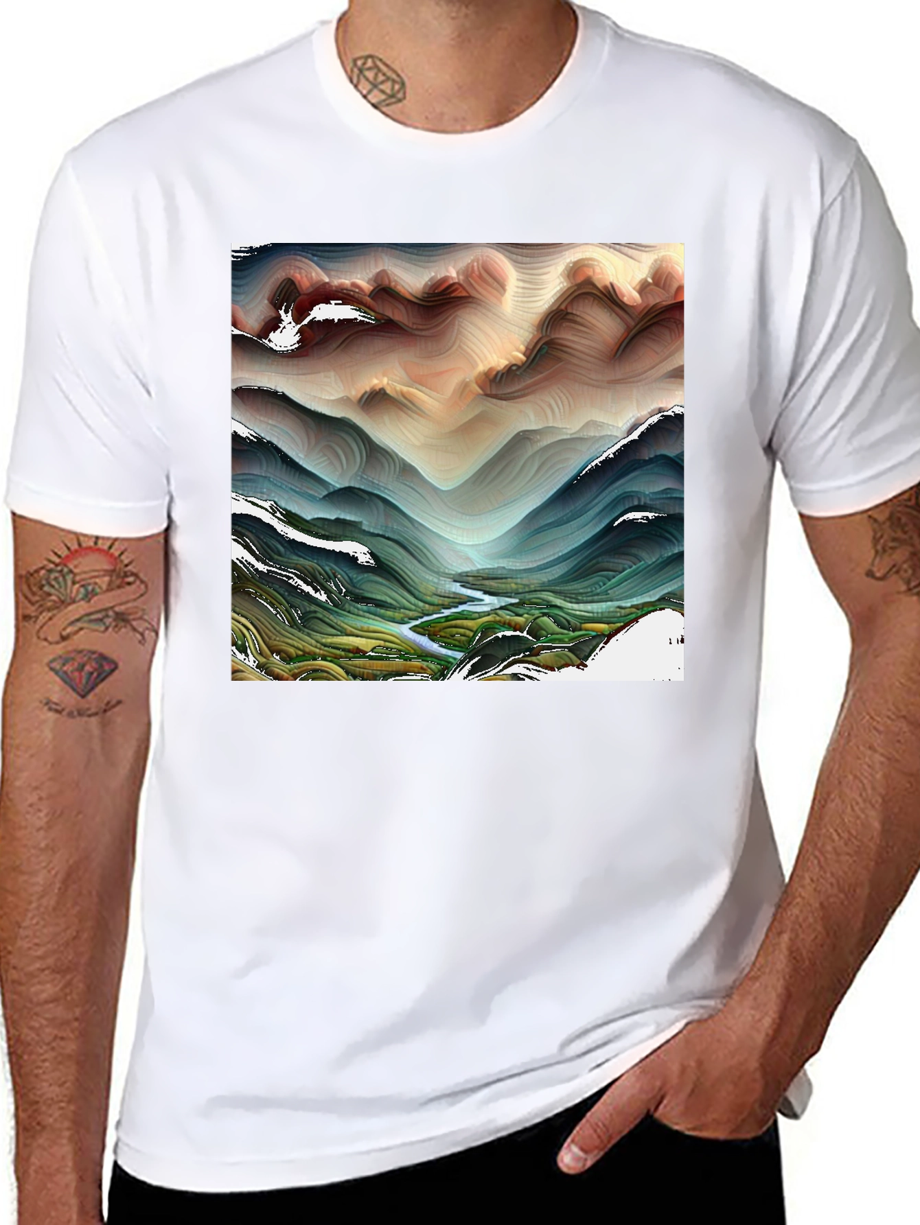 Abstract Mountain Stream T-Shirt