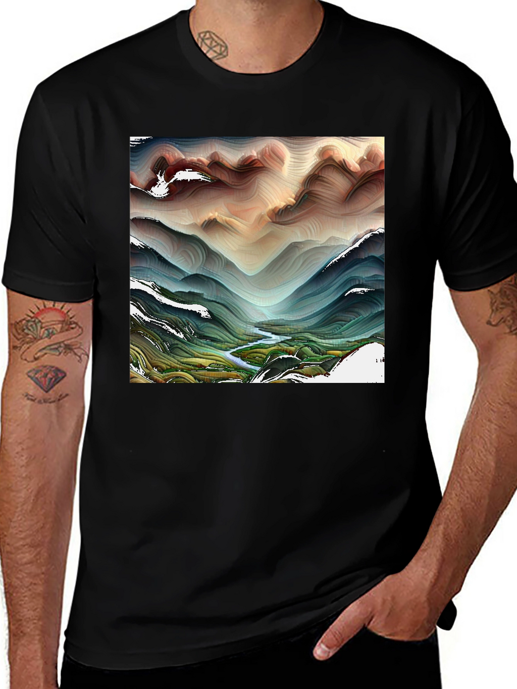 Abstract Mountain Stream T-Shirt