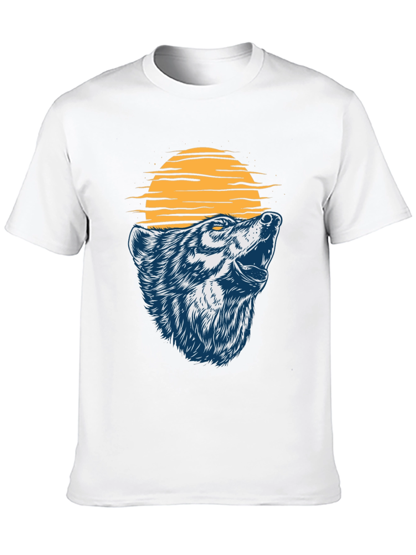 Wolf Howling at the Moon Graphic T-Shirt - Black