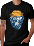 Wolf Howling at the Moon Graphic T-Shirt - Black