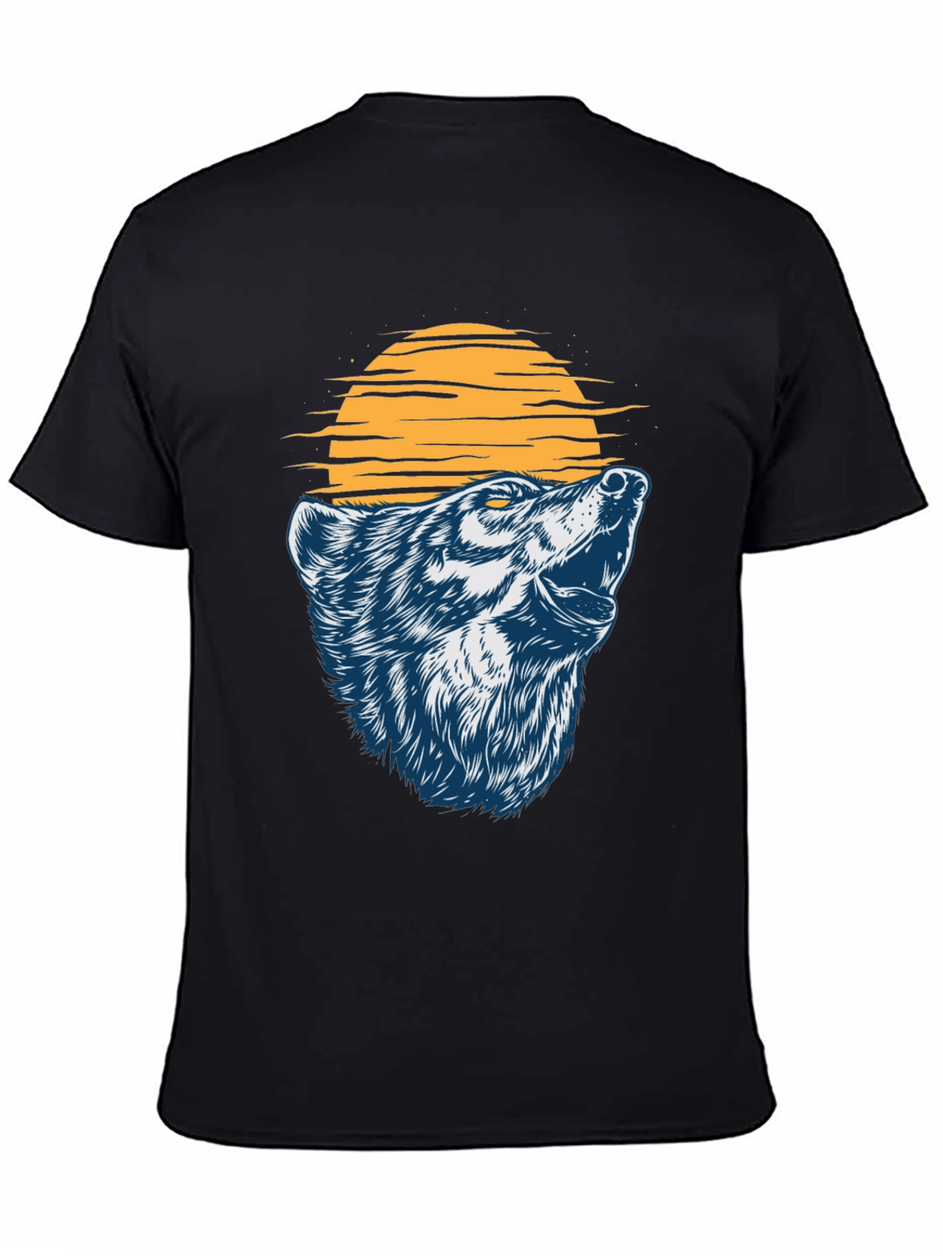 Wolf Howling at the Moon Graphic T-Shirt - Black